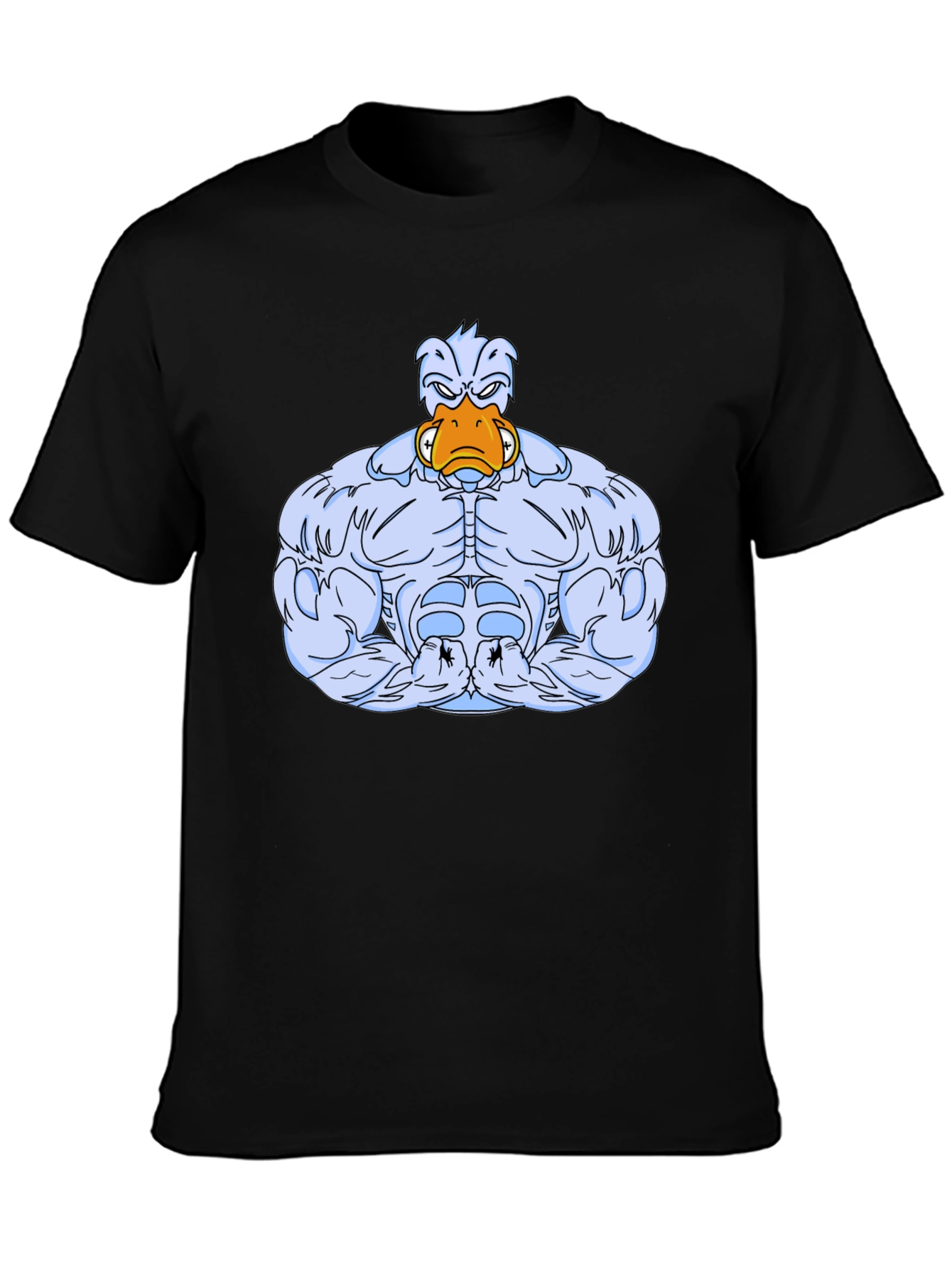 Black Buff Duck Cartoon Graphic T-Shirt view 3