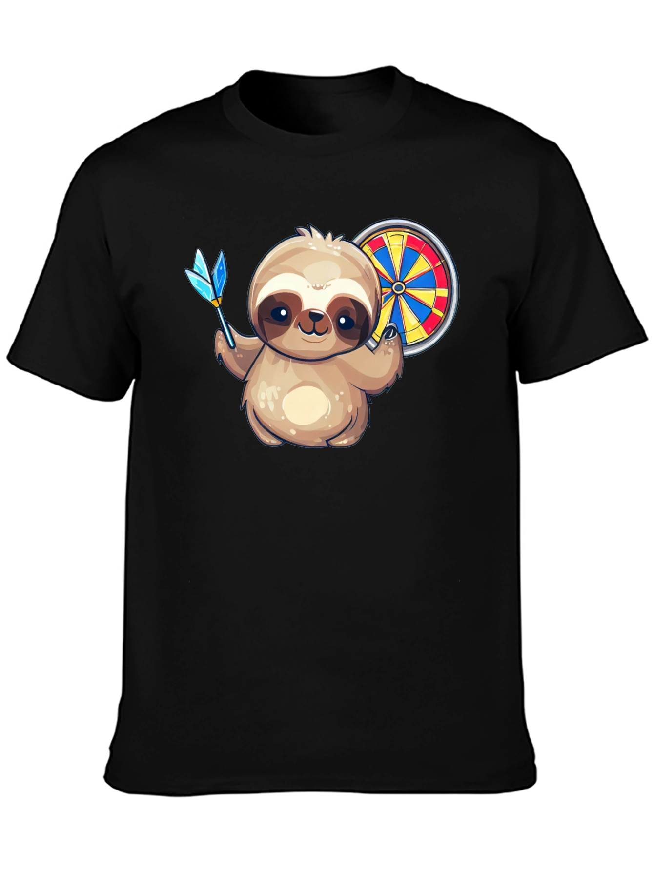 Black Sloth Dart T-Shirt - Novelty Graphic Tee for Dart Lovers view 3