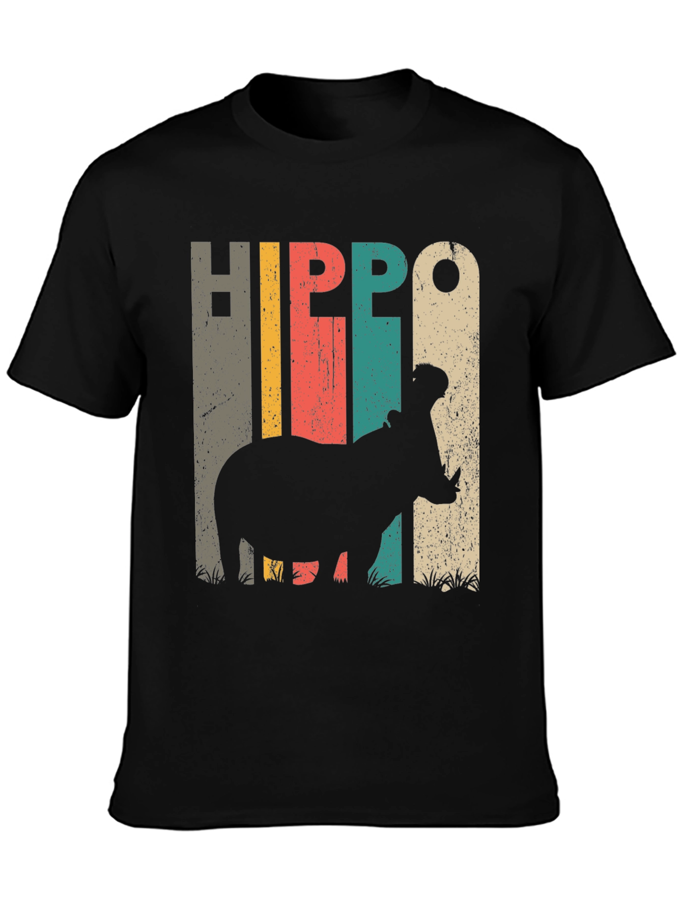 Black Vintage Hippo Graphic Tee view 3