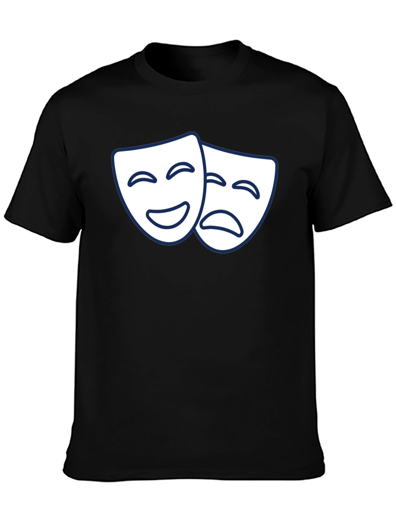 Black Comedy Tragedy Masks Graphic T-Shirt - Black view 3