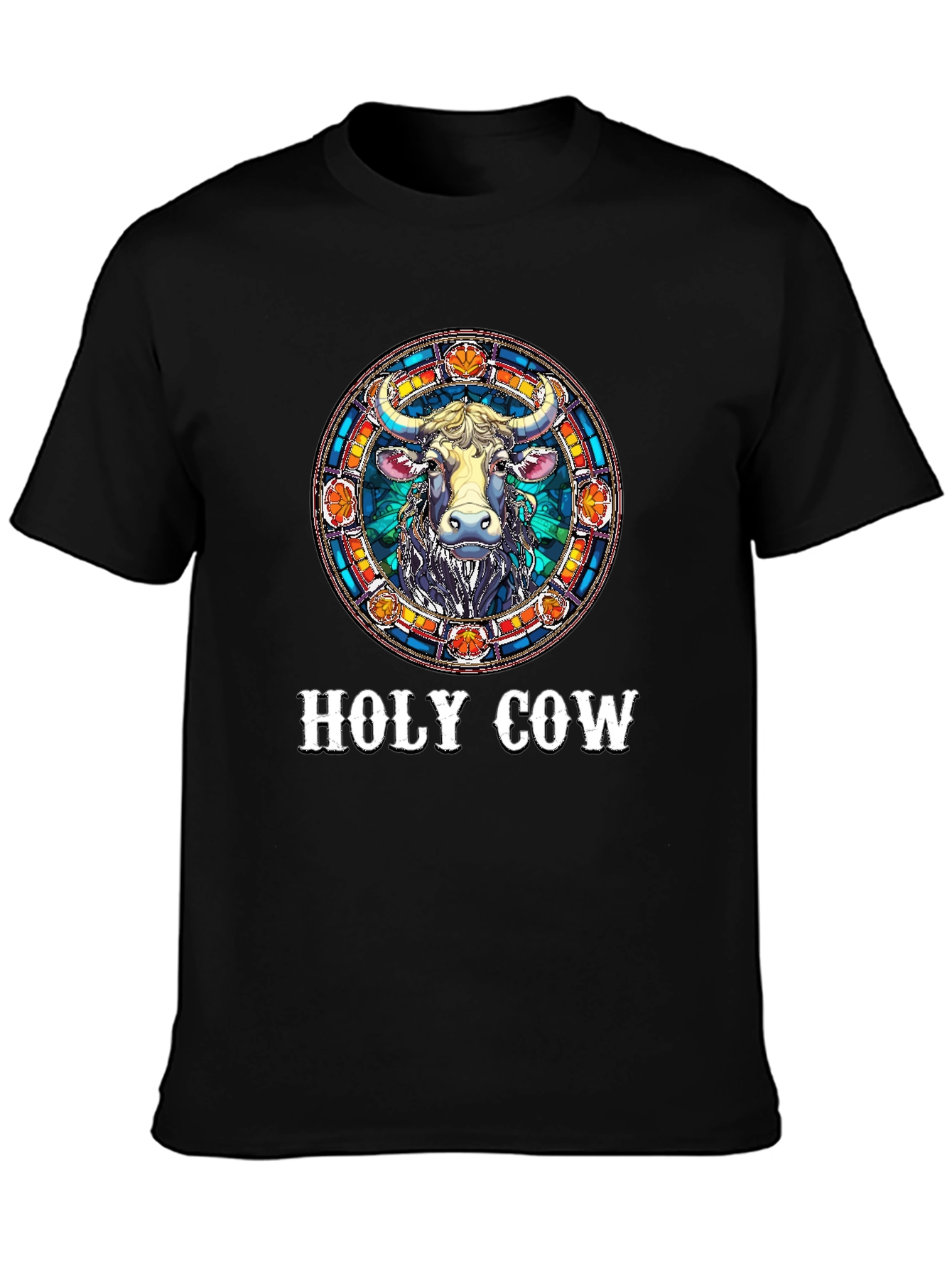 Black Holy Cow Graphic Tee - Funny Animal T-Shirt view 3