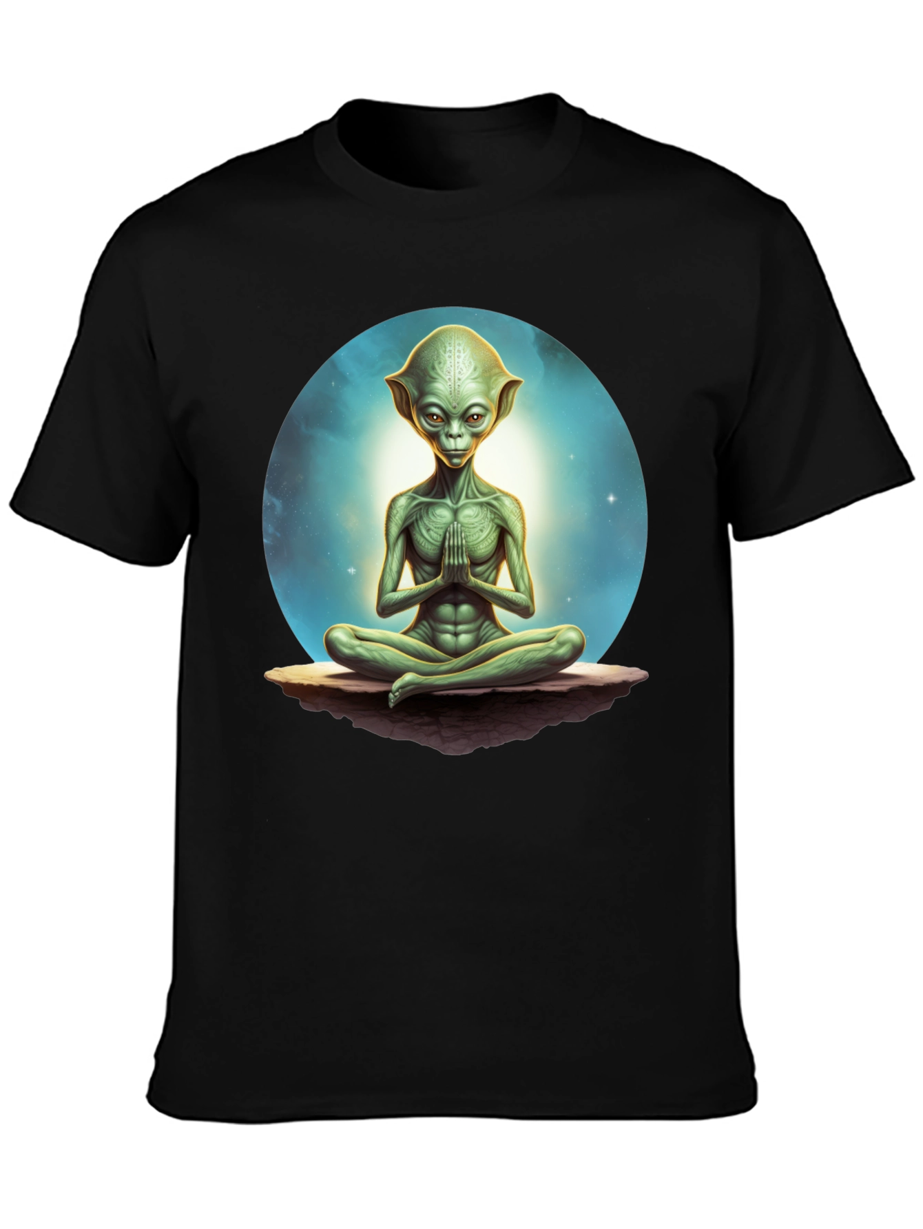 Black Meditating Alien Graphic Tee - Black view 3