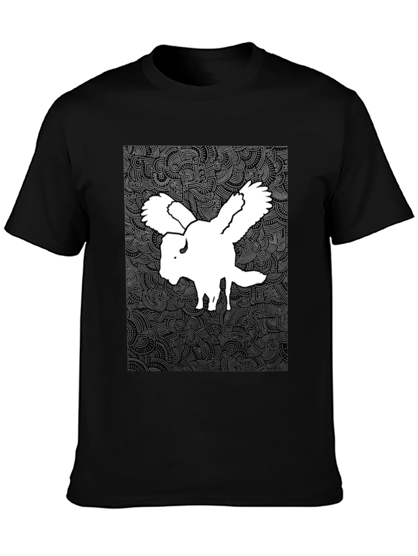 Black Winged Buffalo Graphic Tee - Black Cotton Shirt view 3