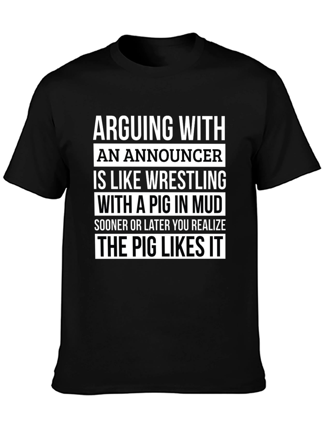 Black Announcer Pig T-Shirt view 3