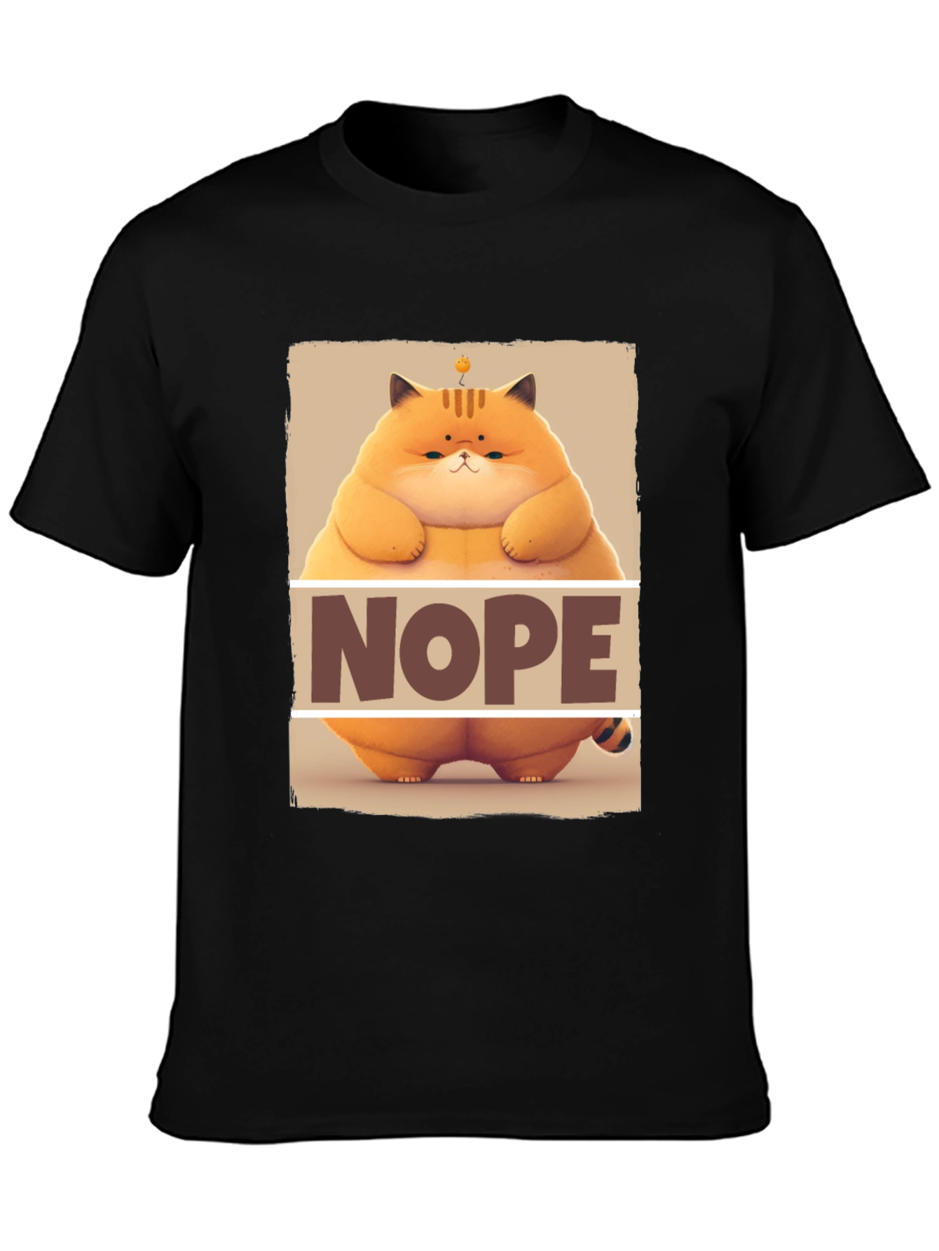 Black Nope Cat T-Shirt - Funny Graphic Tee for Cat Lovers view 3