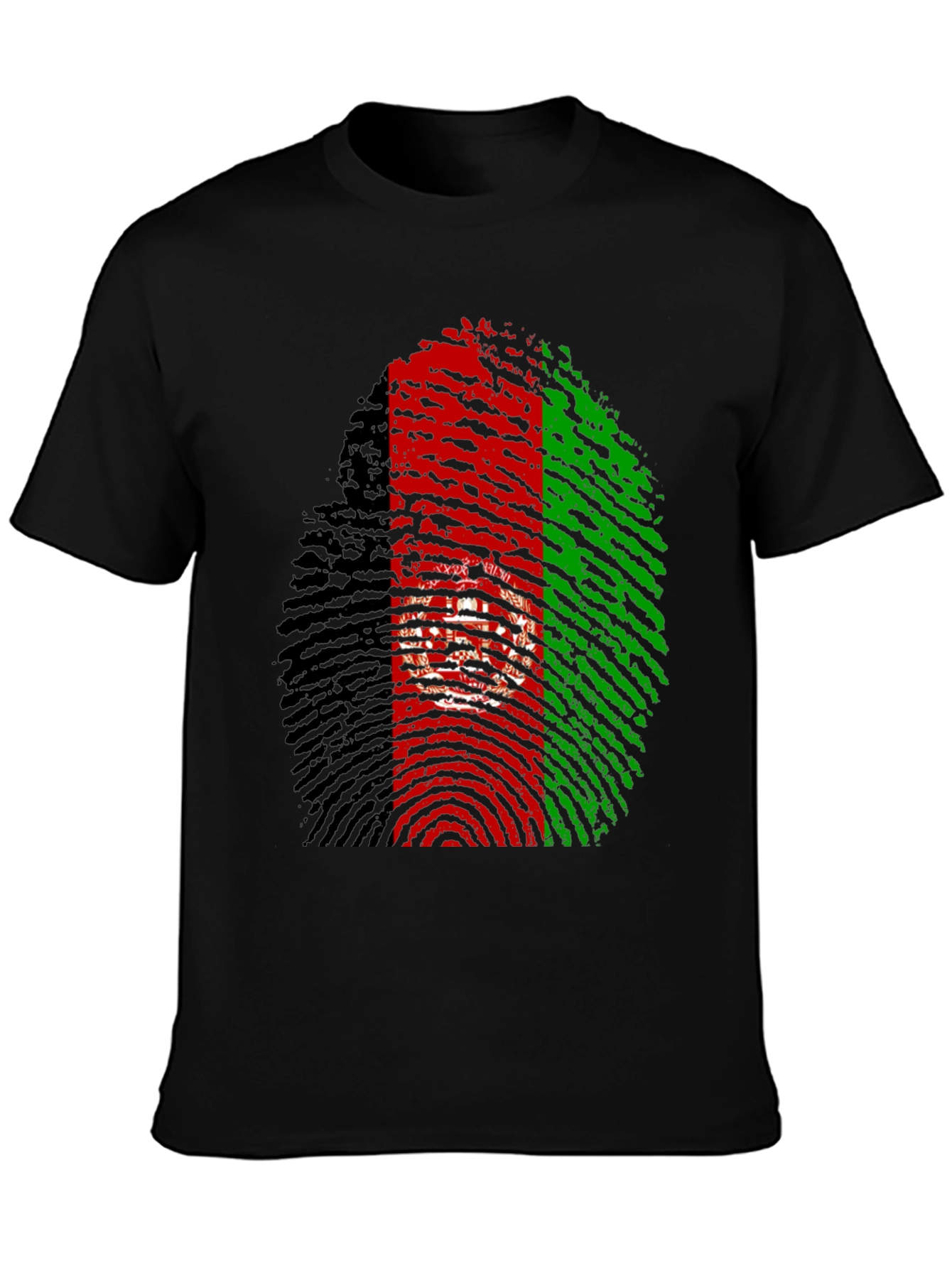 Black Afghanistan Flag Fingerprint T-Shirt view 3