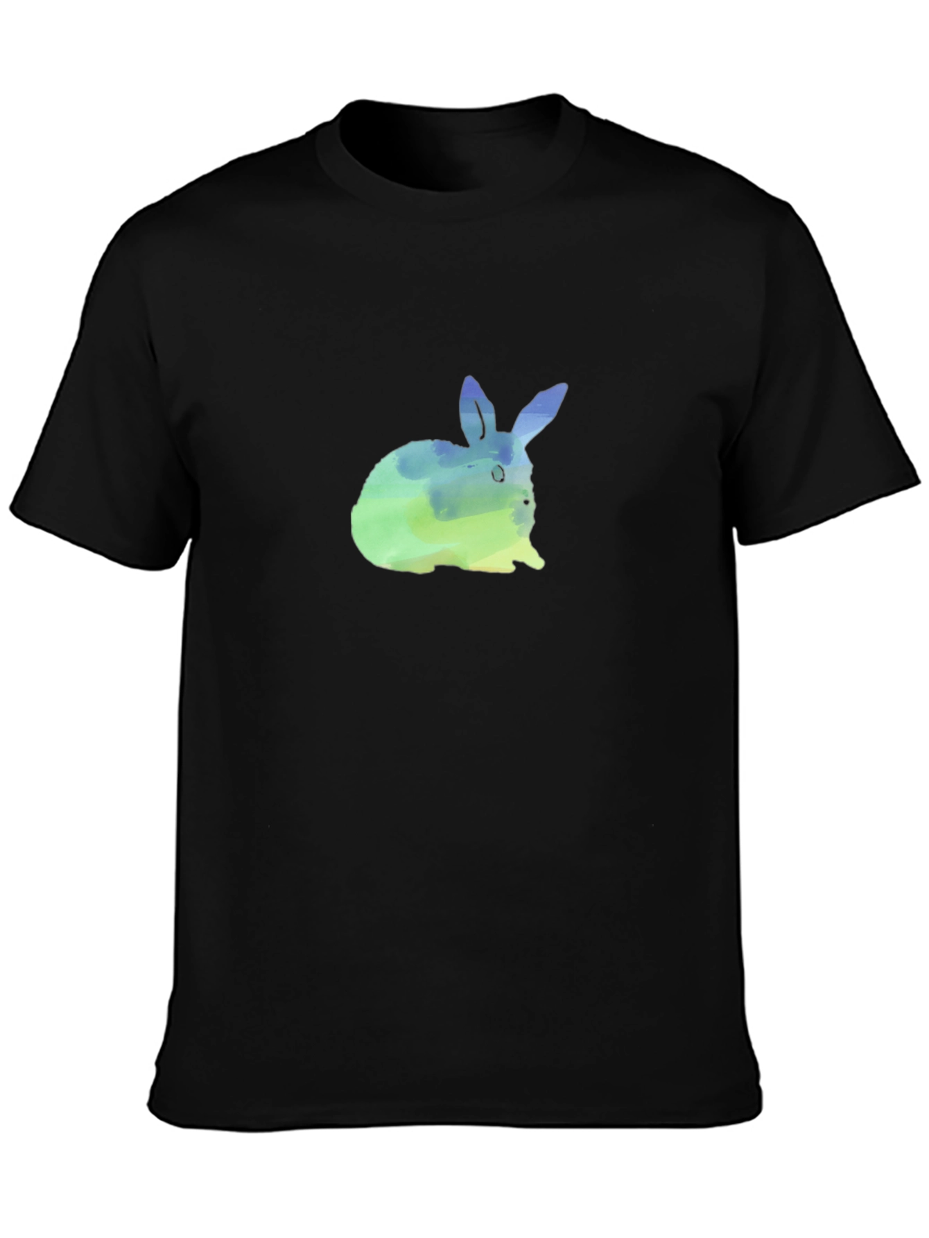 Black Watercolor Bunny Graphic Tee - Soft Cotton Comfort view 3