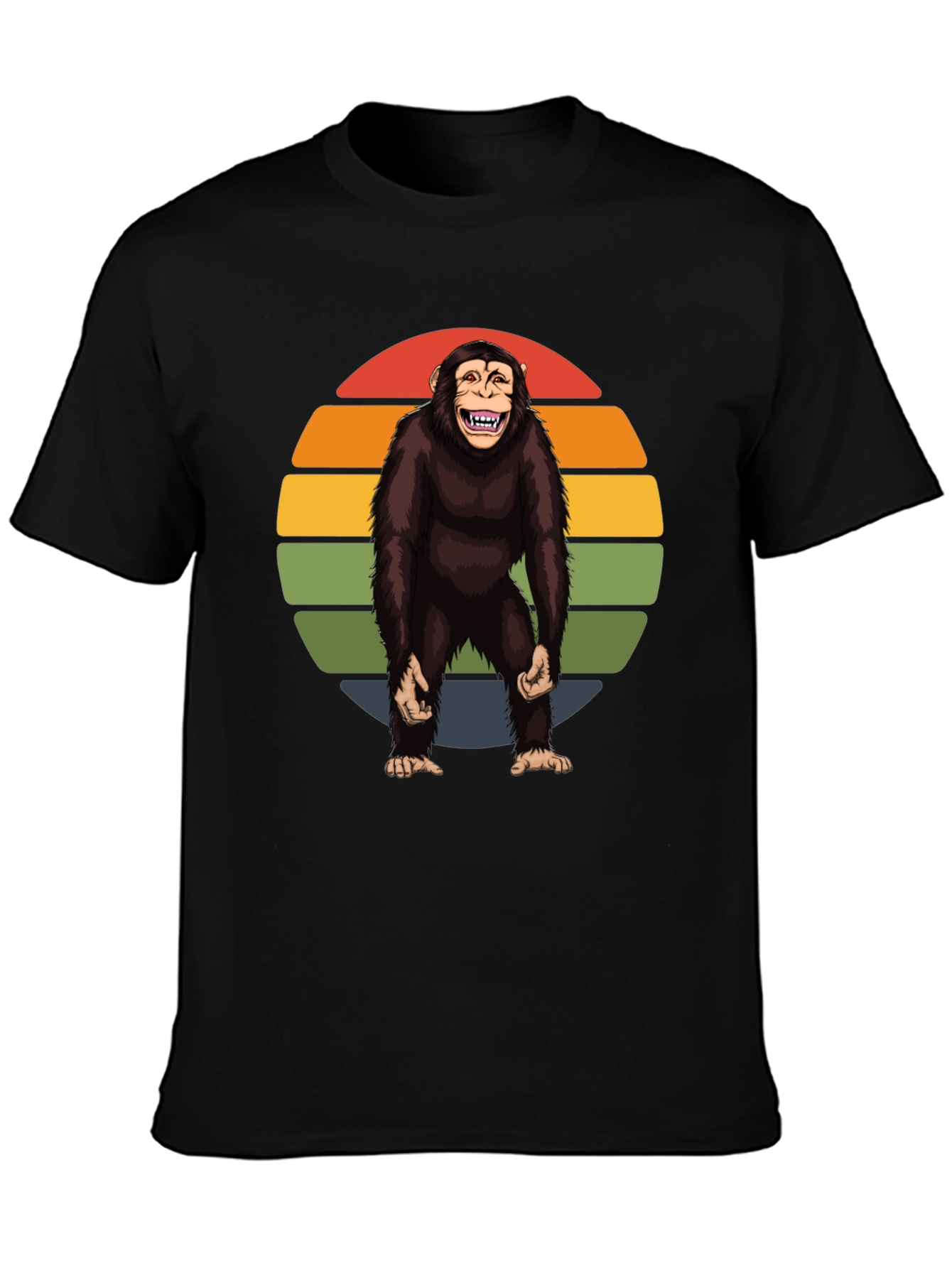 Black Retro Monkey Graphic Tee - Hilarious Ape Design view 3
