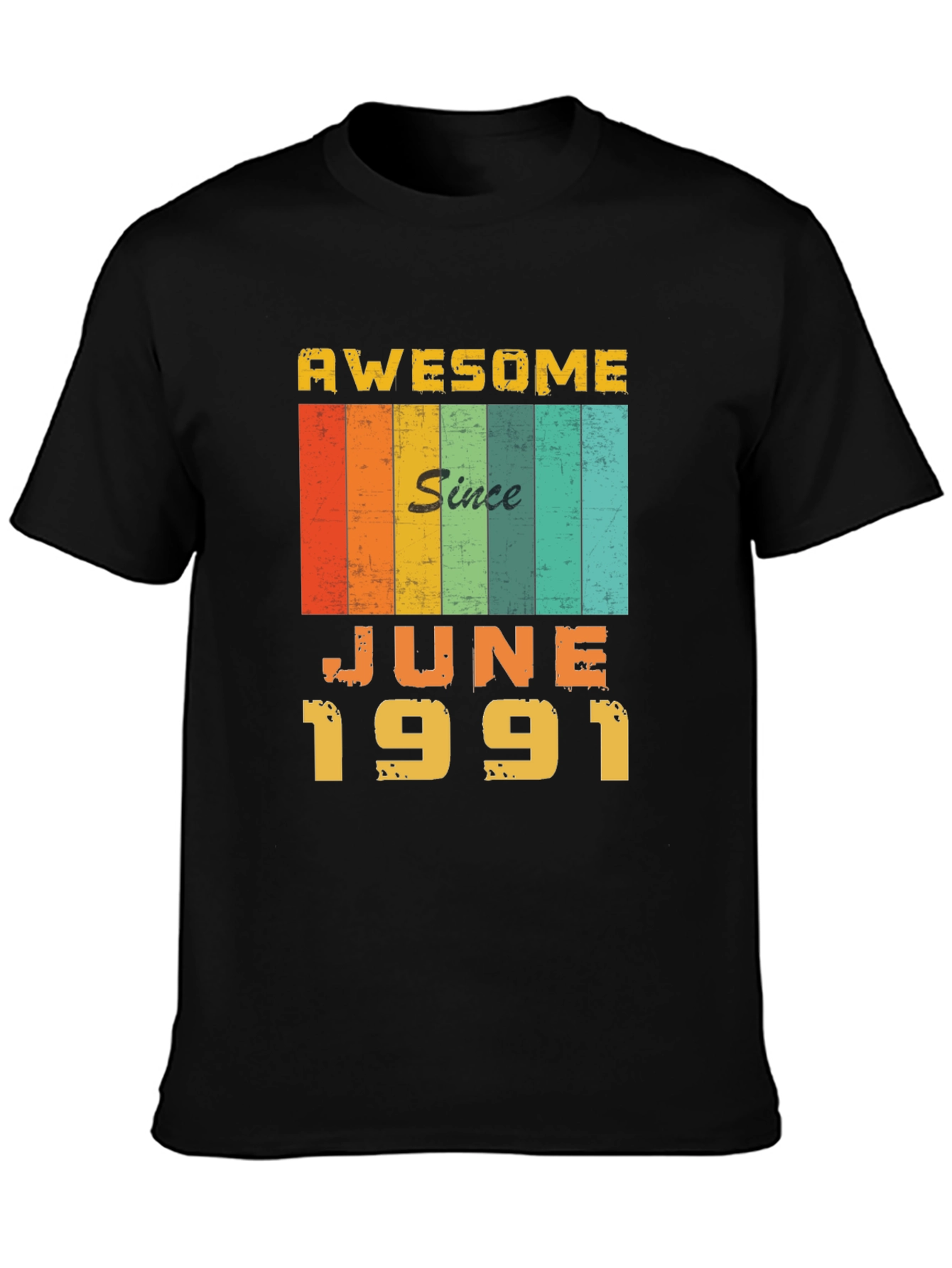 Black Awesome Since June 1991 Birthday T-Shirt view 3
