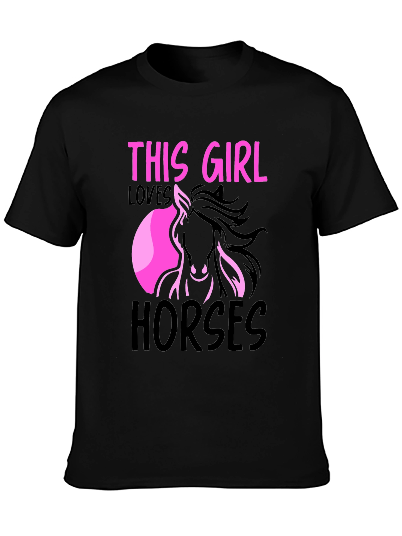 Black This Girl Loves Horses Graphic Tee view 3