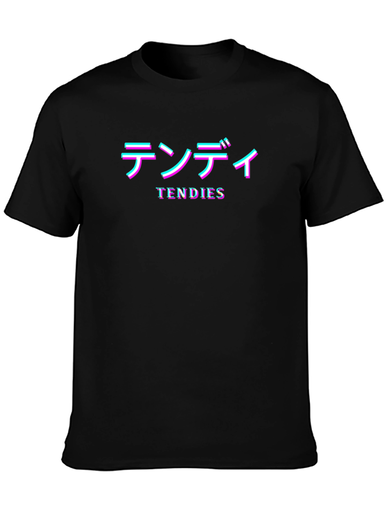 Black Tendies Black Graphic Tee - Anime Vaporwave Shirt view 3