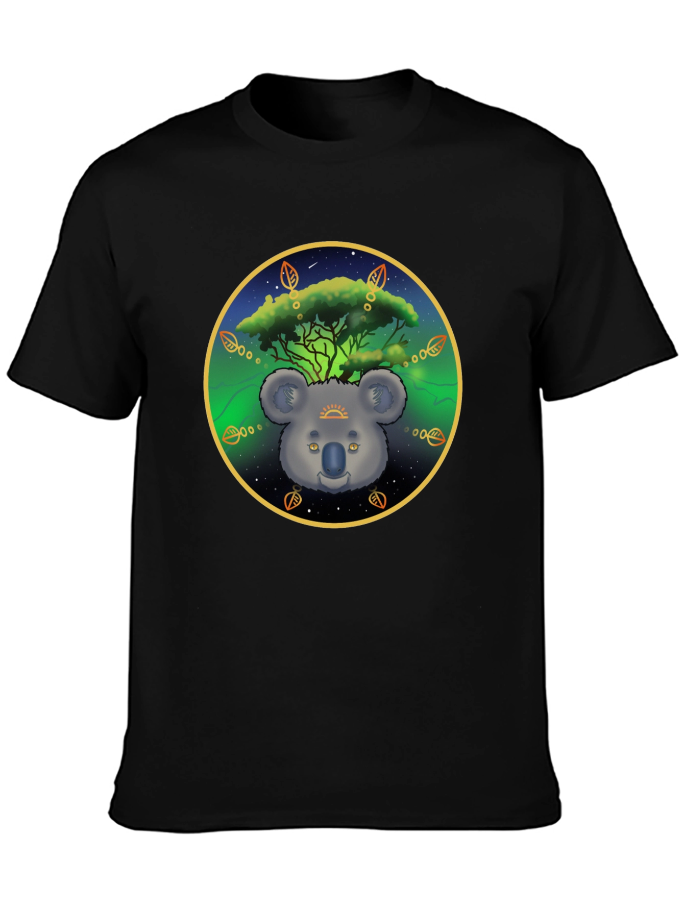 Black Koala Tree Graphic Tee - Unisex Black T-Shirt view 3