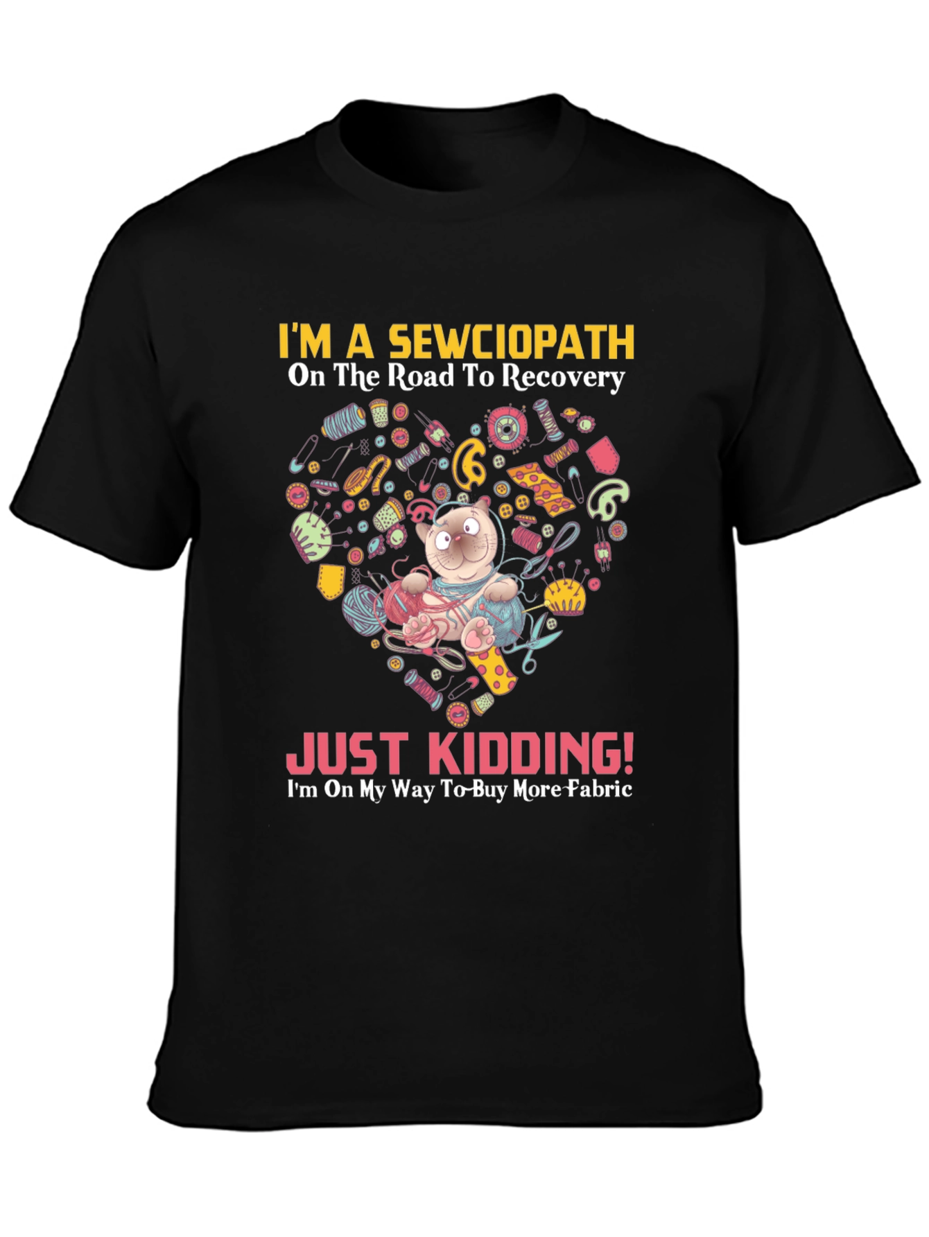 Black Sewciopath T-Shirt - Funny Sewing Lover Gift view 3