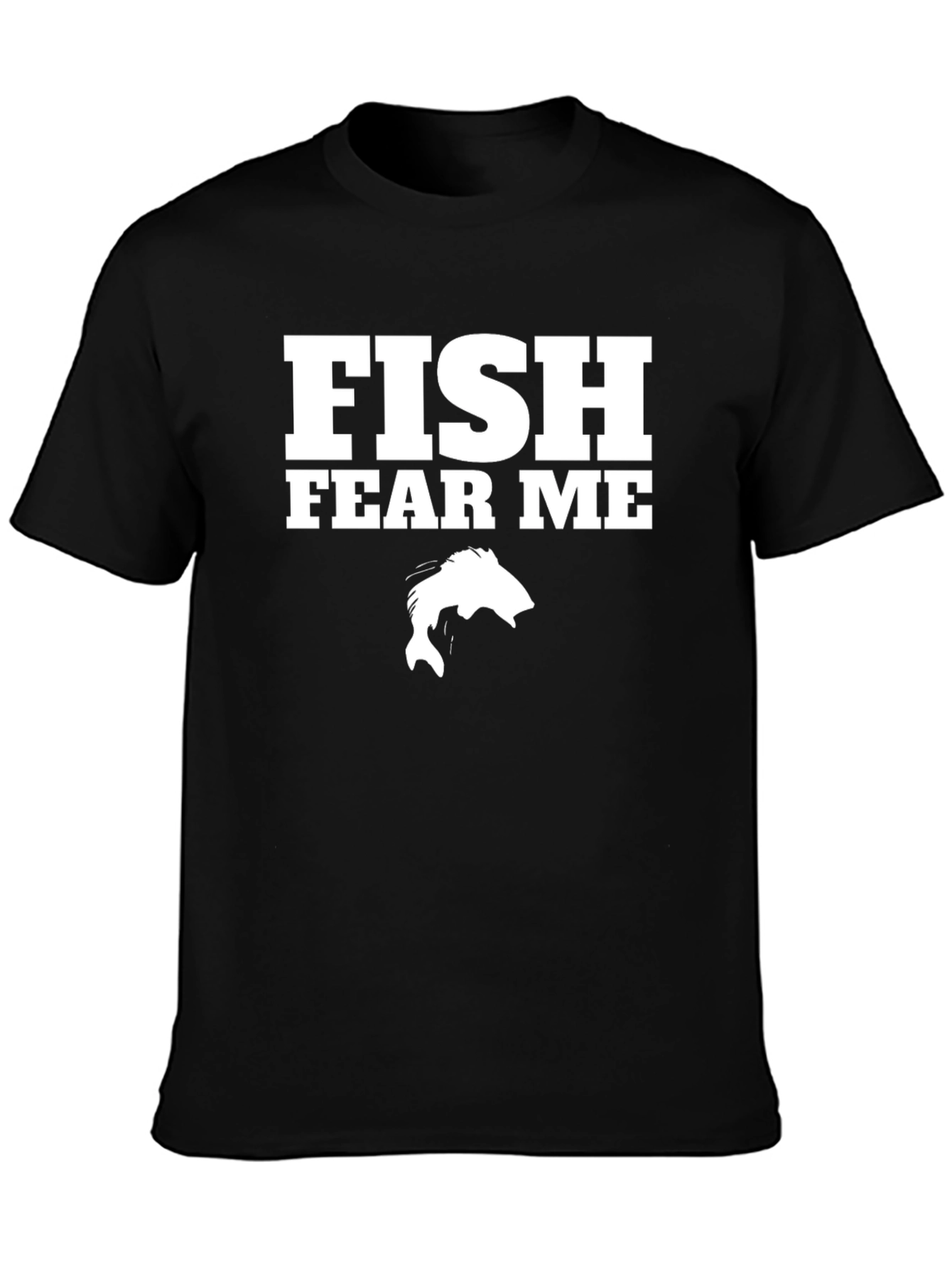 Black Fish Fear Me Graphic Print Black Cotton T-Shirt view 3