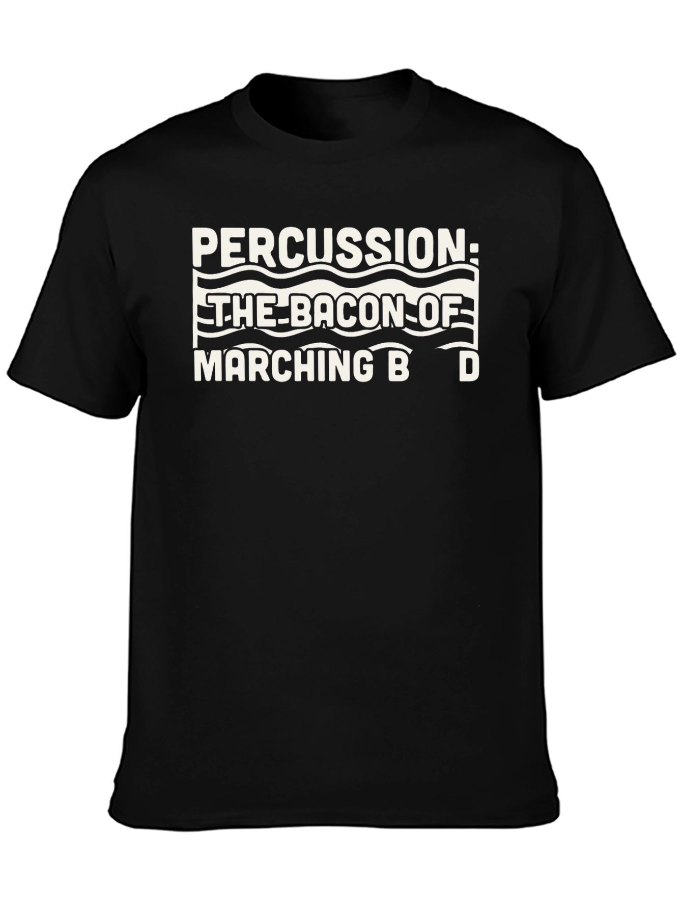 Black Percussion Marching Band Bacon T-Shirt view 3