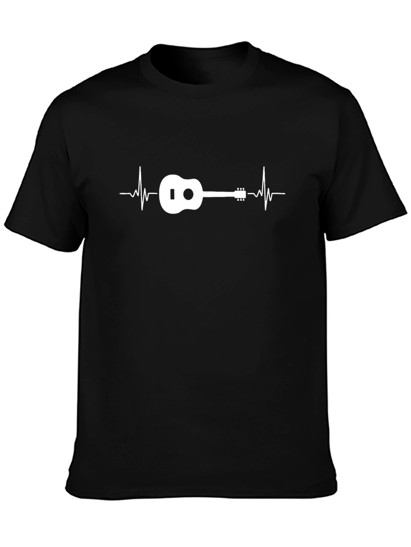 Black Ukulele Heartbeat Graphic Black T-Shirt view 3