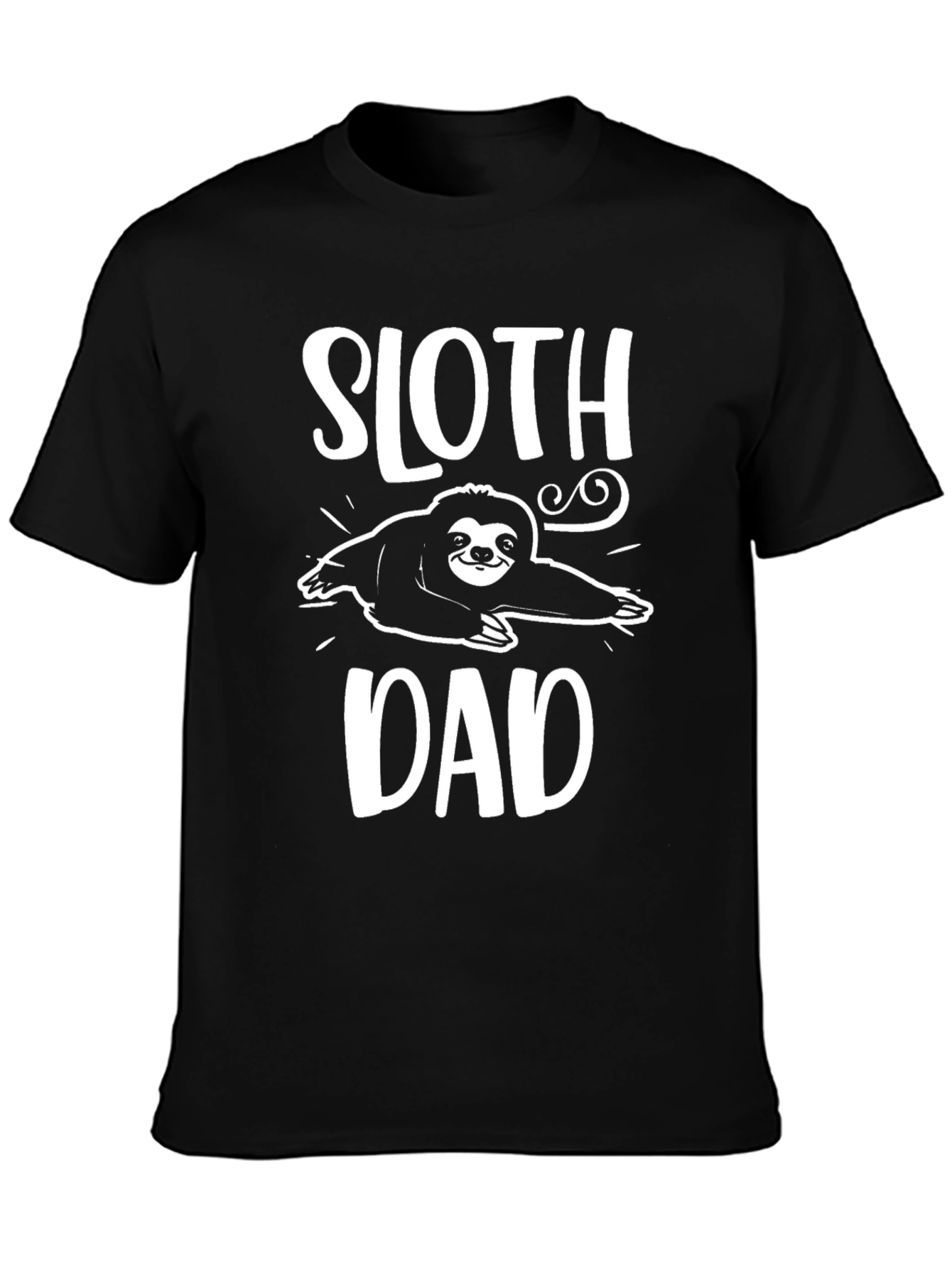 Black Sloth Dad Graphic Tee - Black Cotton Blend T-Shirt view 3