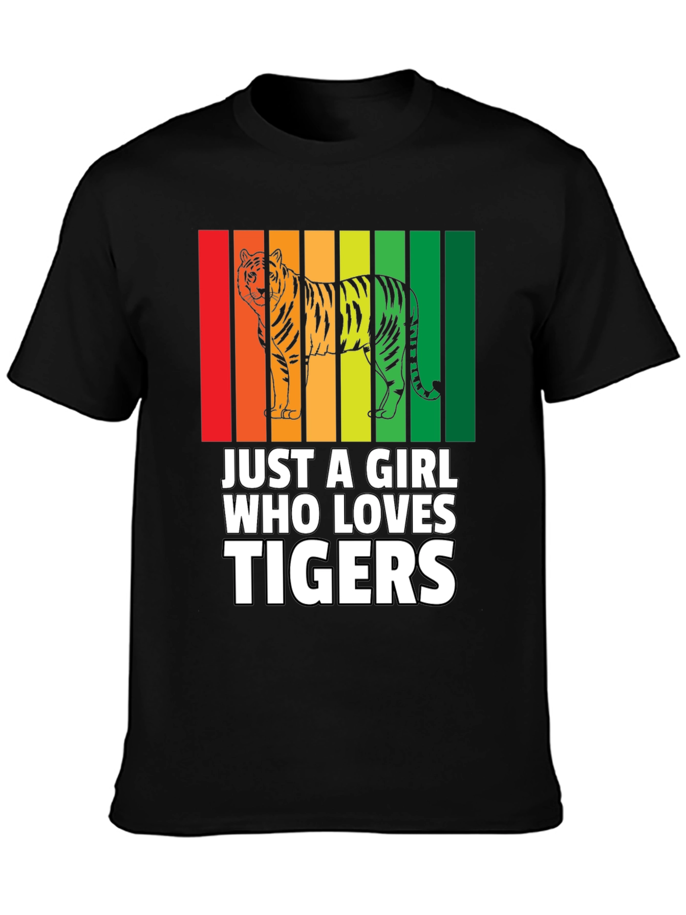 Black Just a Girl Who Loves Tigers T-Shirt view 3