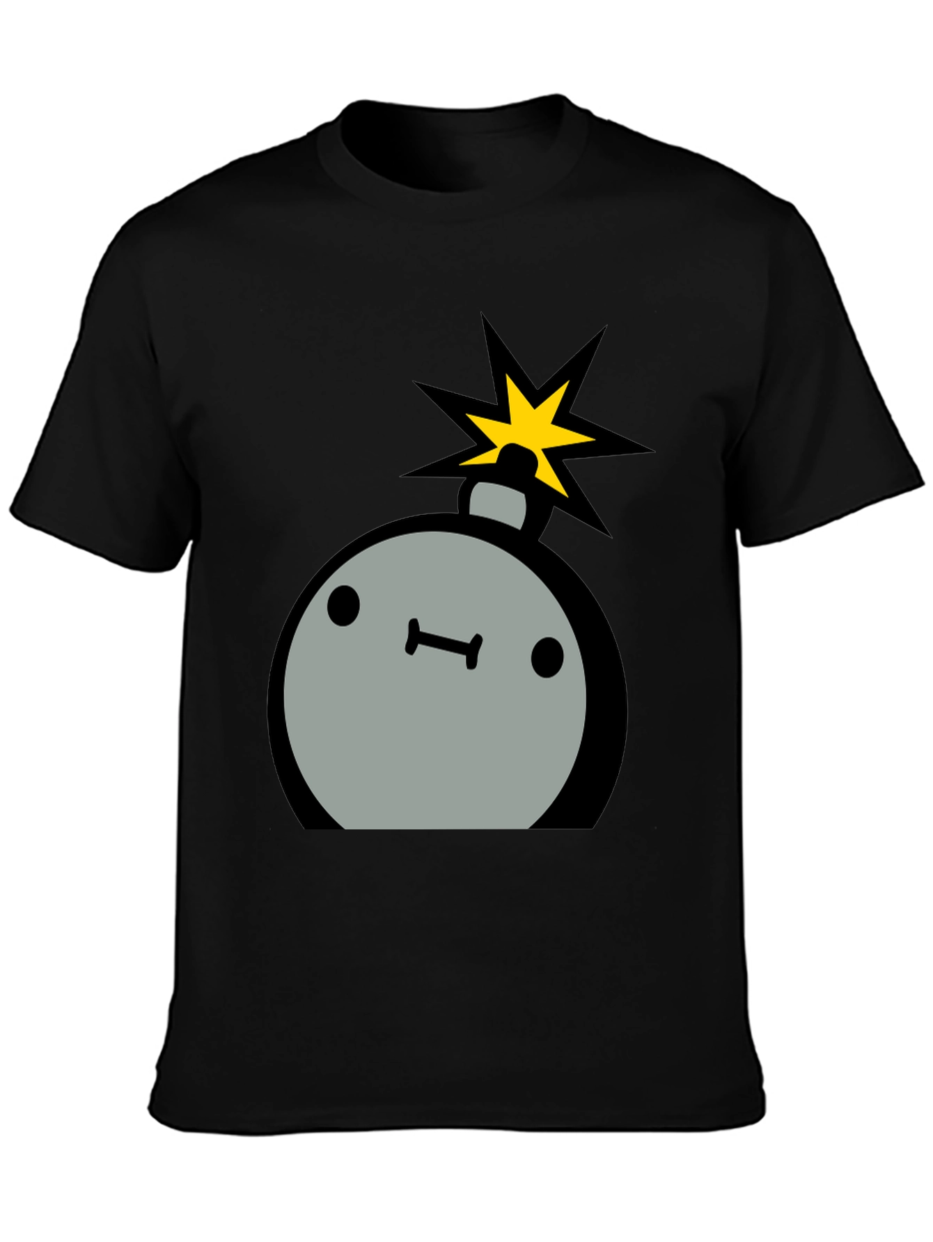Black Cartoon Bomb Graphic Tee - Men's Black T-Shirt view 3