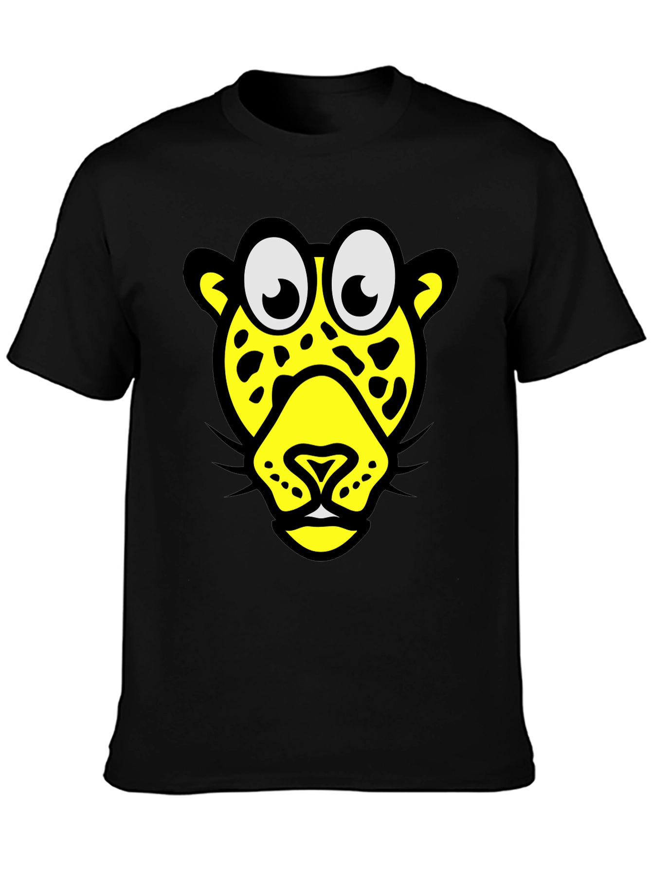 Black Funky Leopard Graphic Tee - Black Cotton T-Shirt view 3