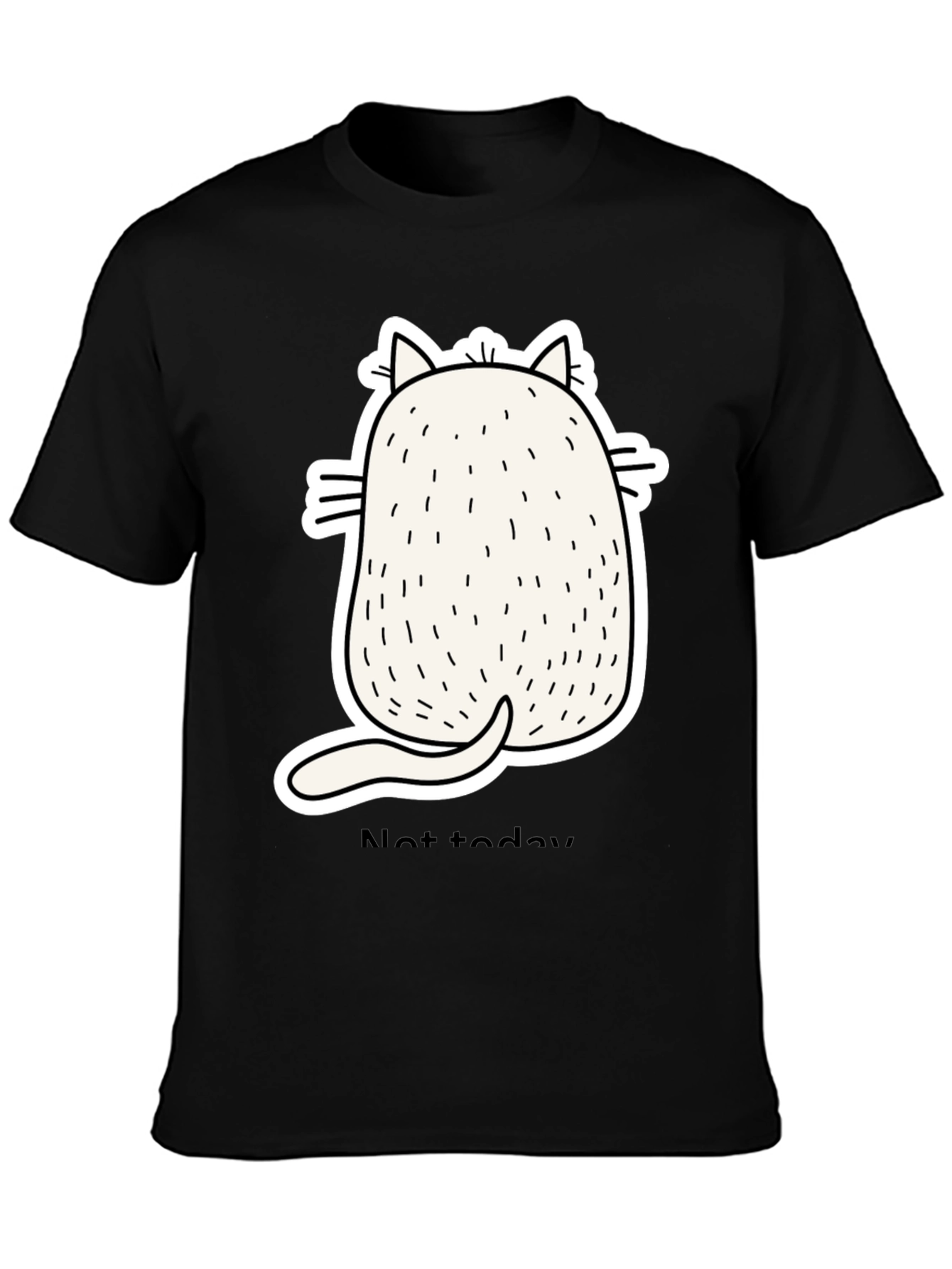 Black Funny Cat Back View Black T-Shirt - Not Today view 3