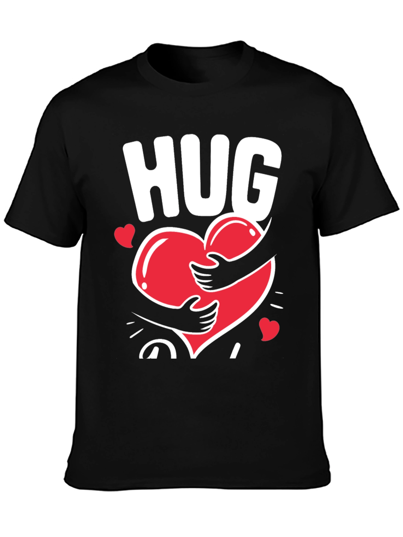 Black Hug Heart Graphic Tee - Black Casual T-Shirt view 3