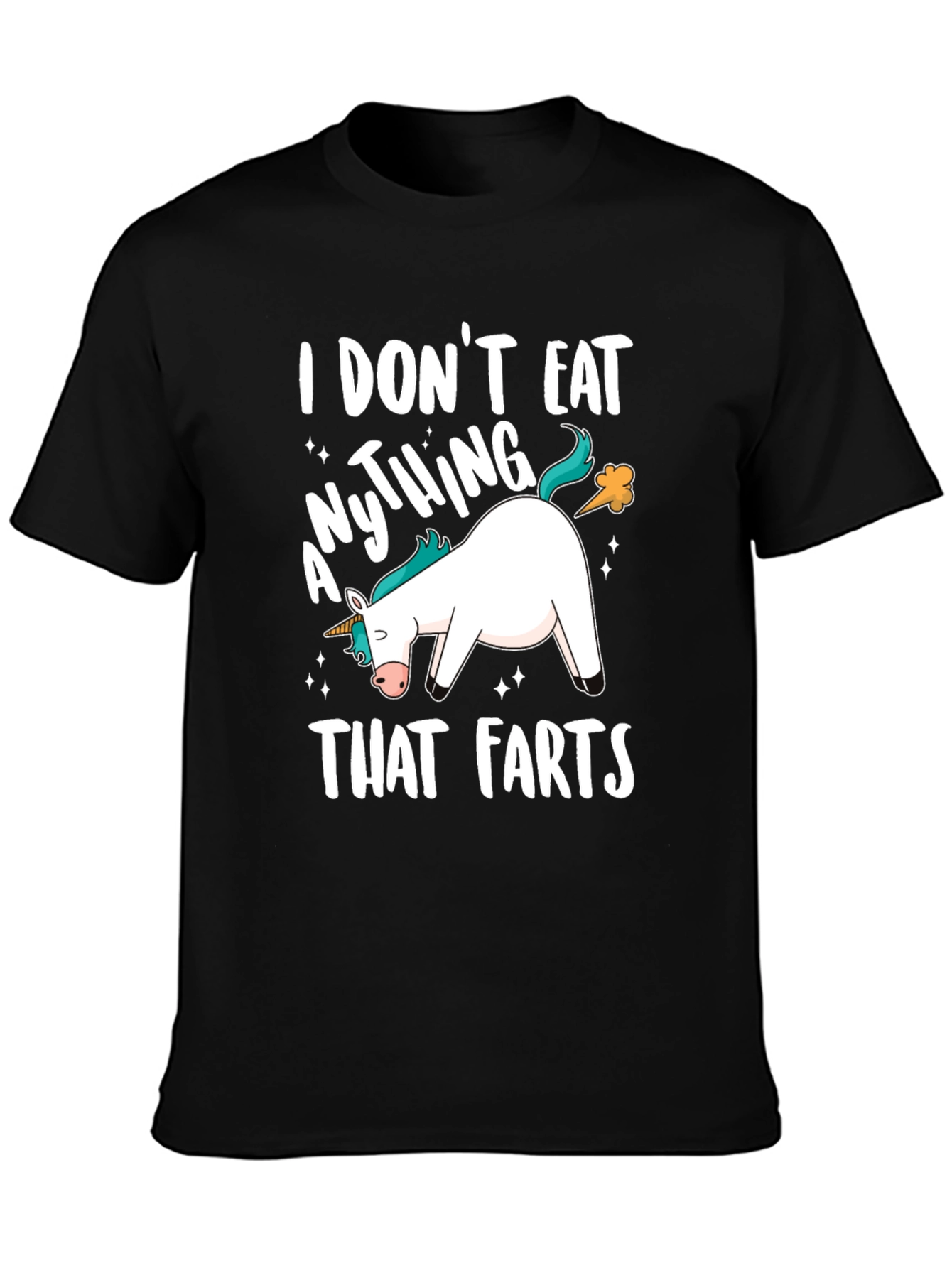Black Funny Unicorn Fart T-Shirt view 3