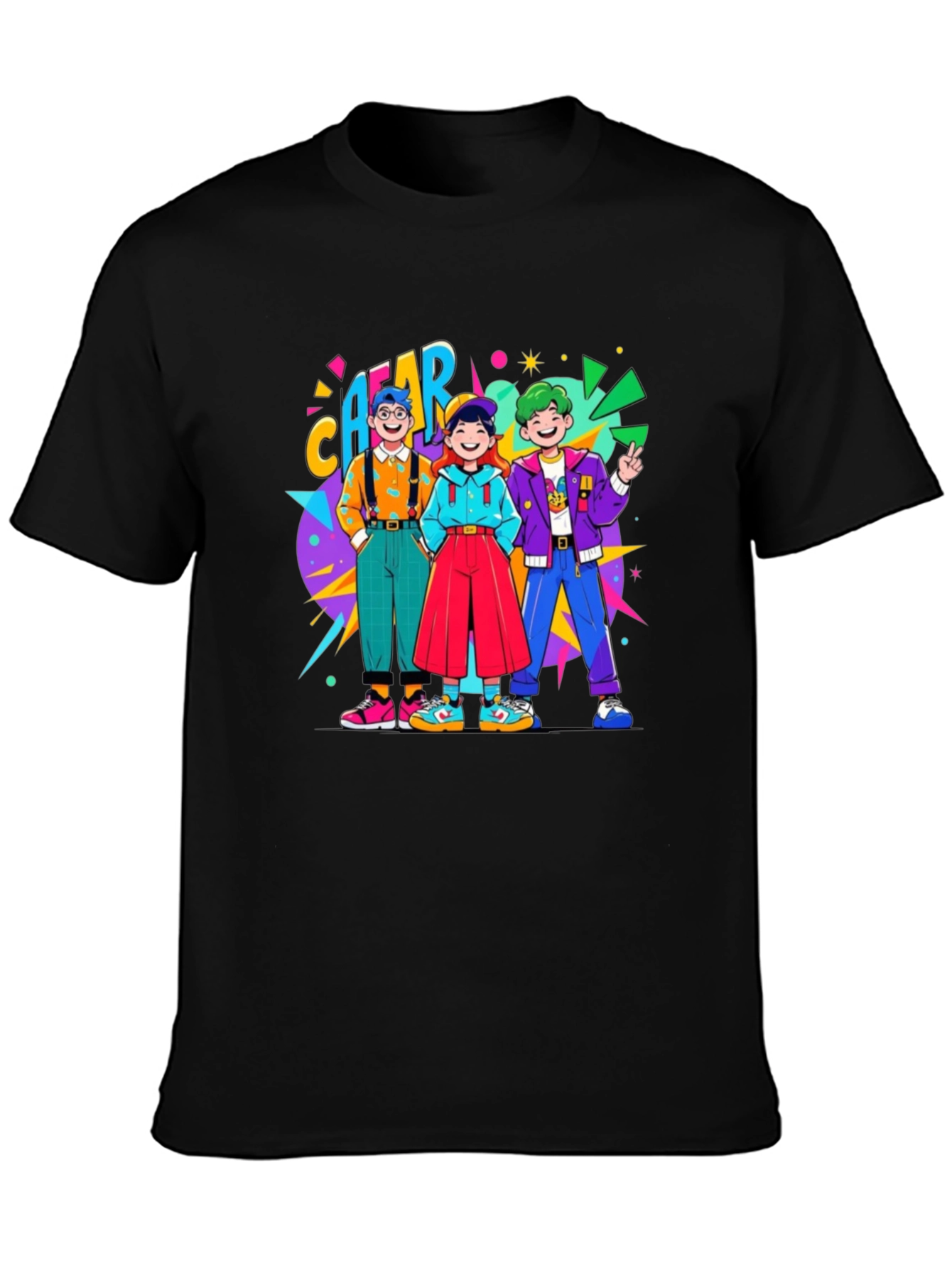 Black Retro Cartoon T-Shirt view 3