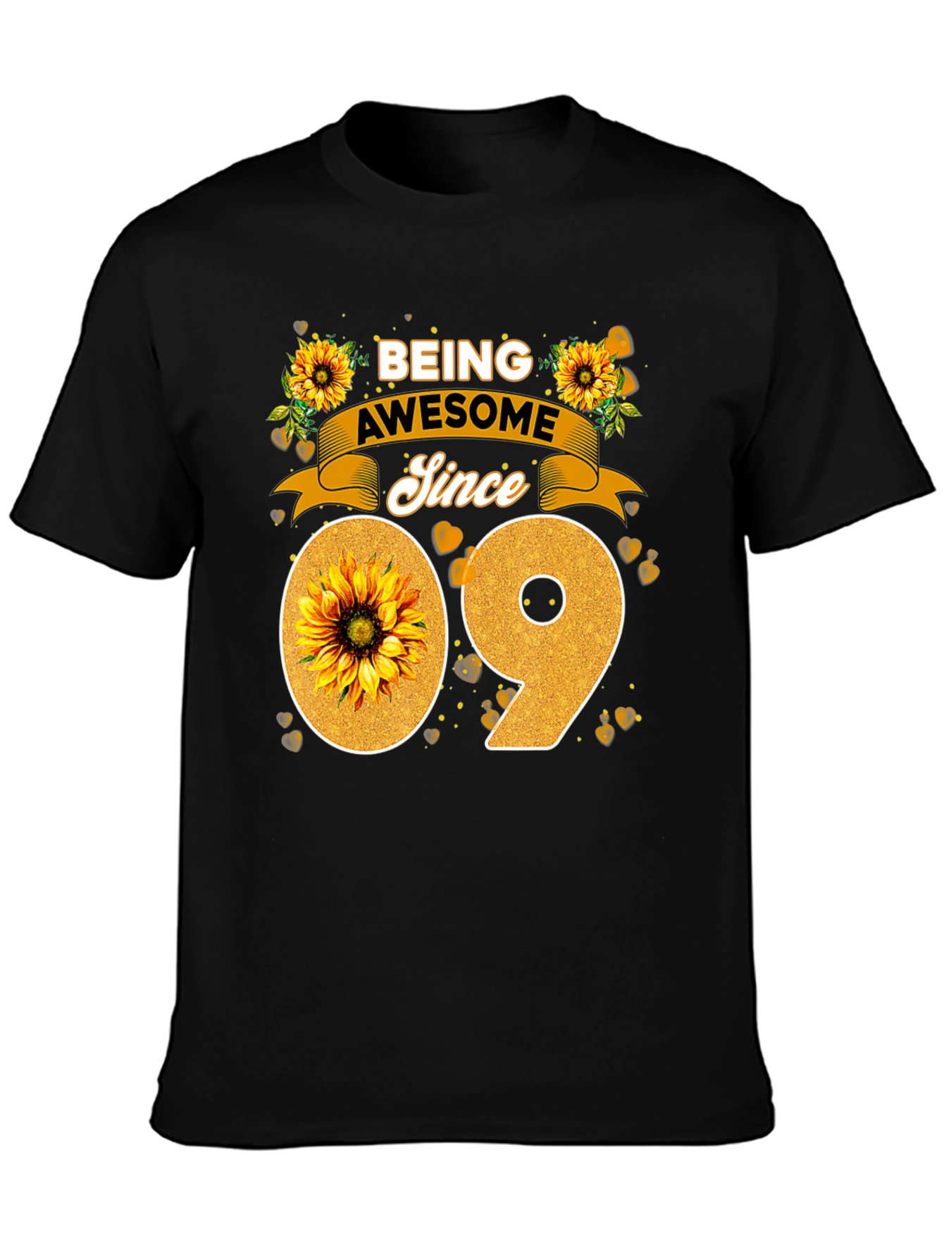 Black Being Awesome Since 09 Sunflower Tee view 3