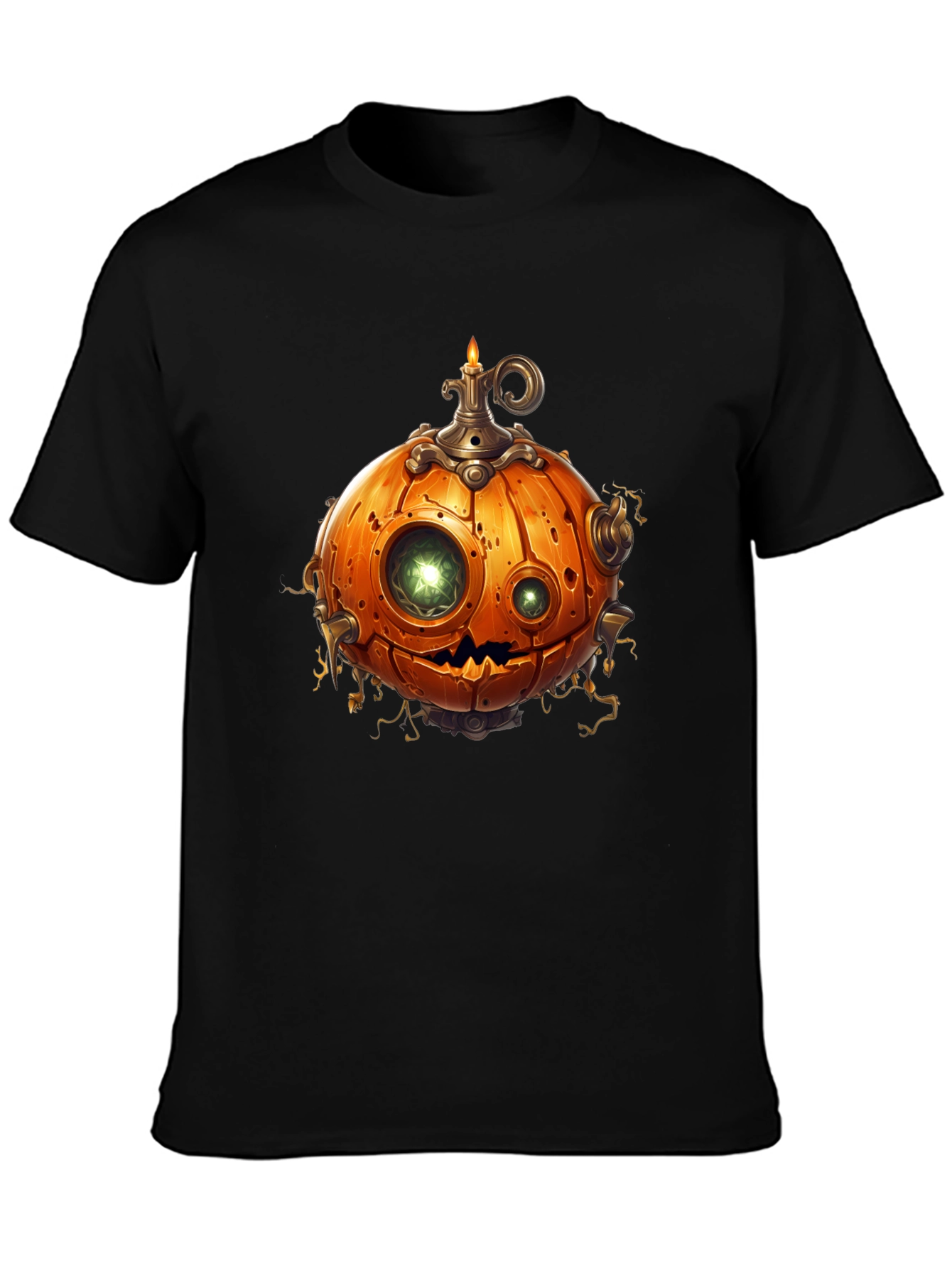 Black Steampunk Pumpkin T-Shirt - Halloween Style view 3