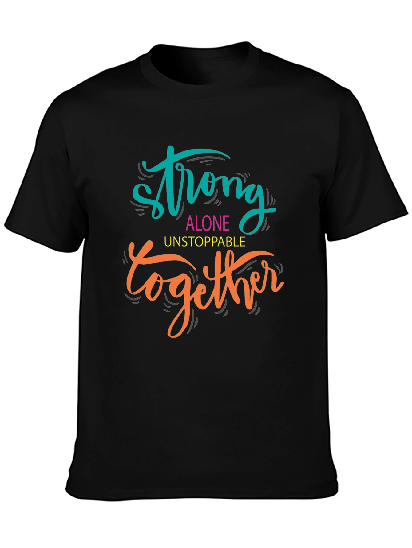 Black Motivational Strong Together Graphic Tee view 3