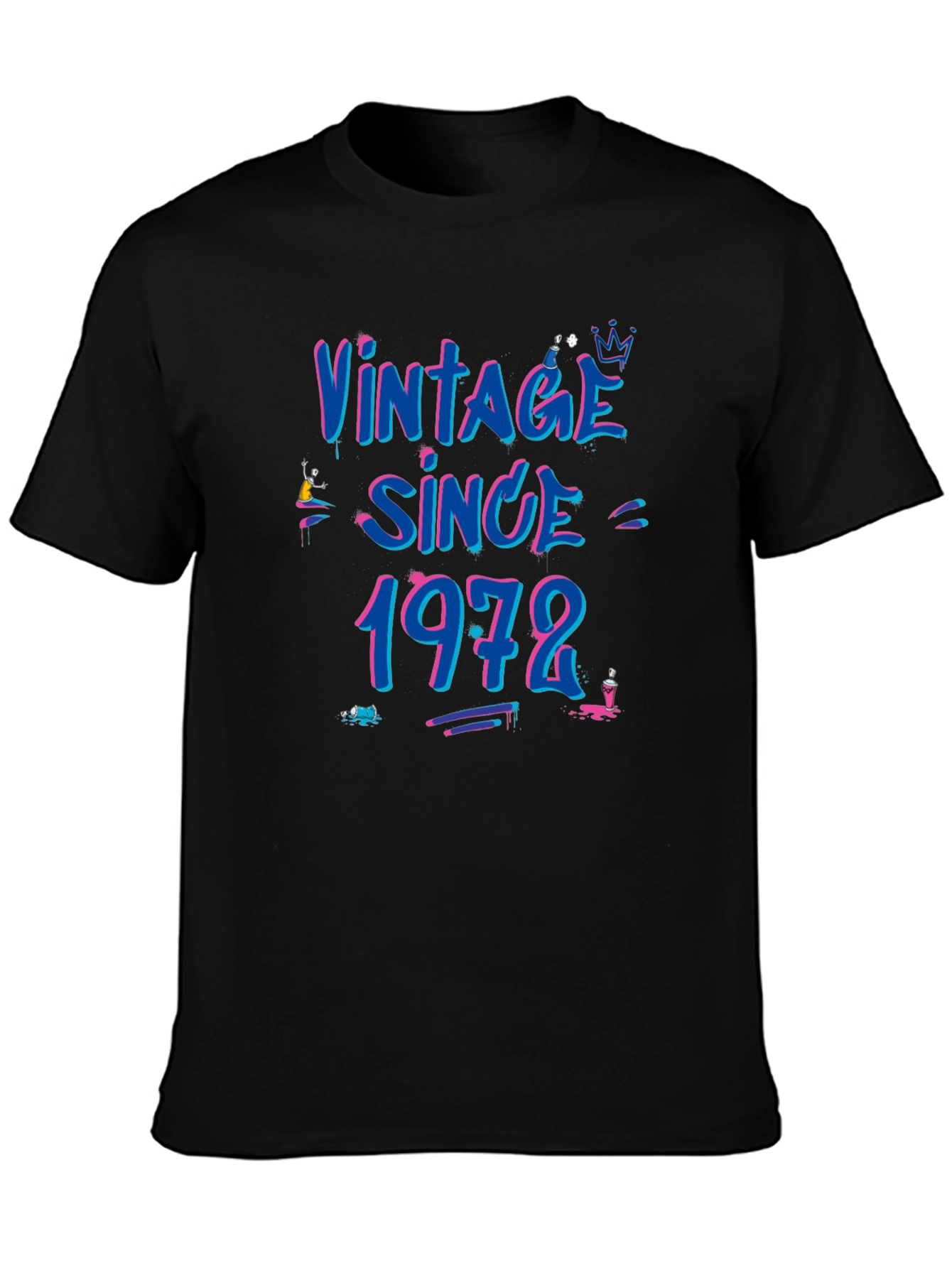 Black Vintage Since 1972 Graphic T-Shirt - Retro Birthday Tee view 3