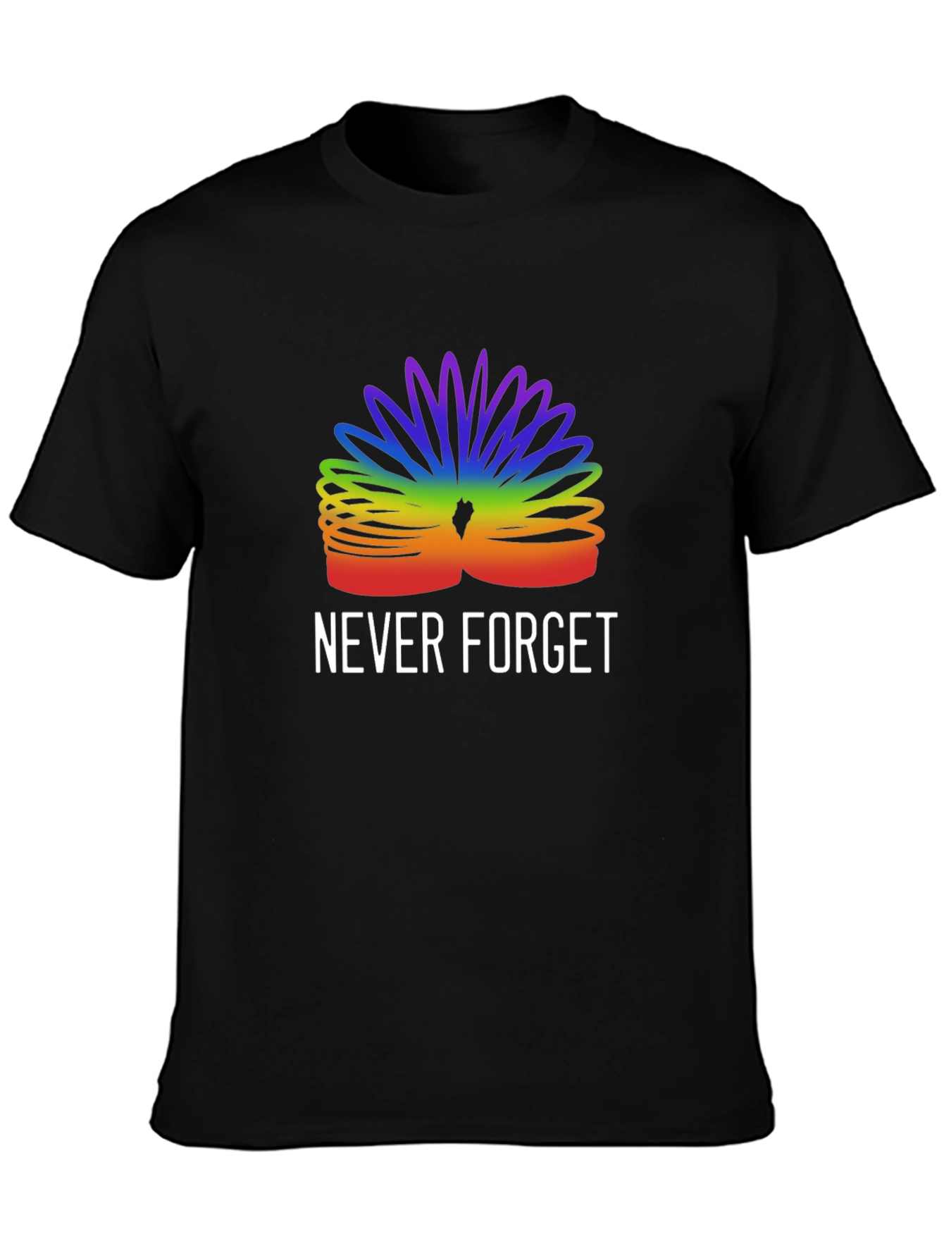 Black Rainbow Slinky Never Forget Tee view 3