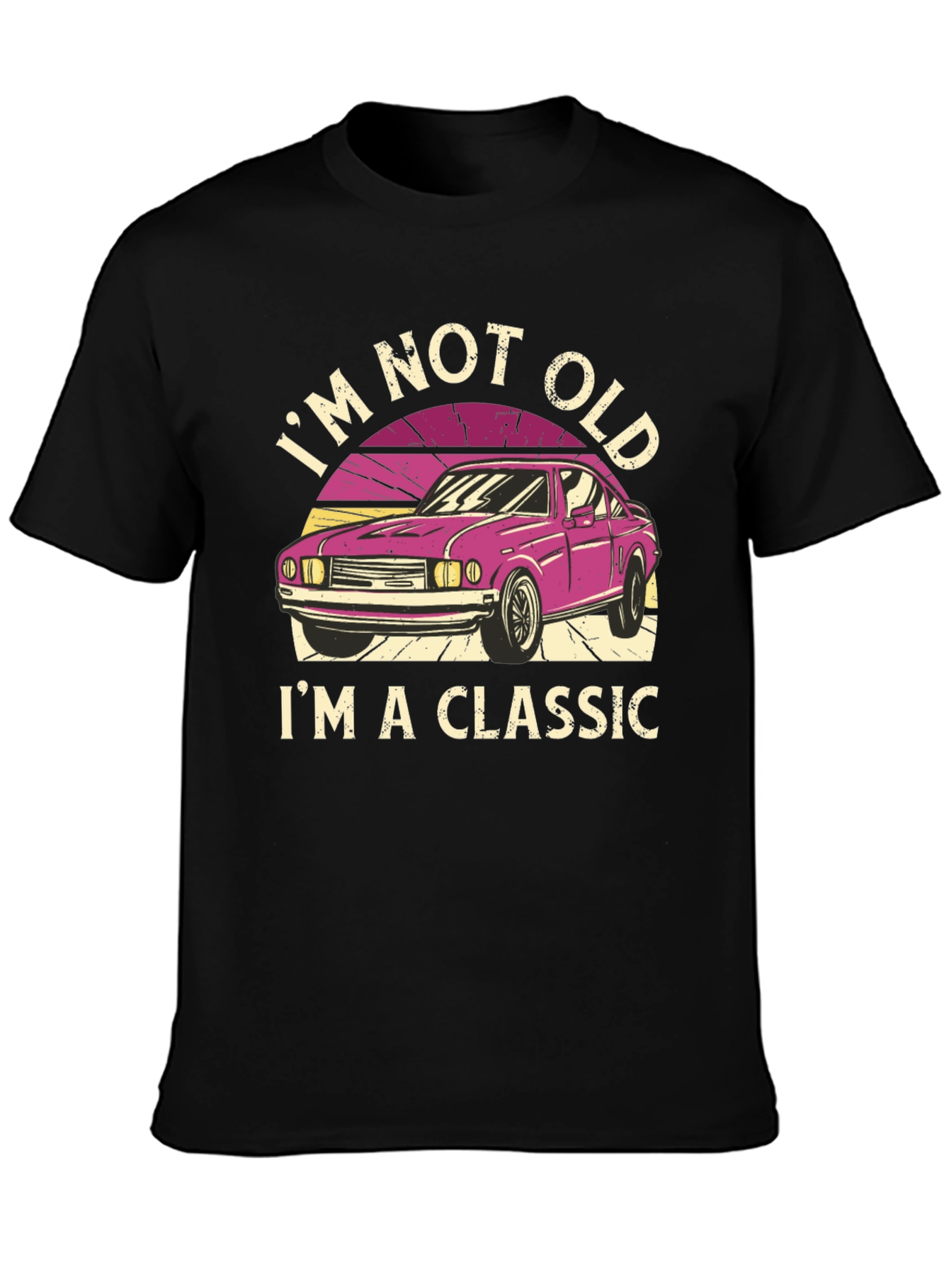 Black Classic Car T-Shirt: I'm Not Old, I'm a Classic view 3
