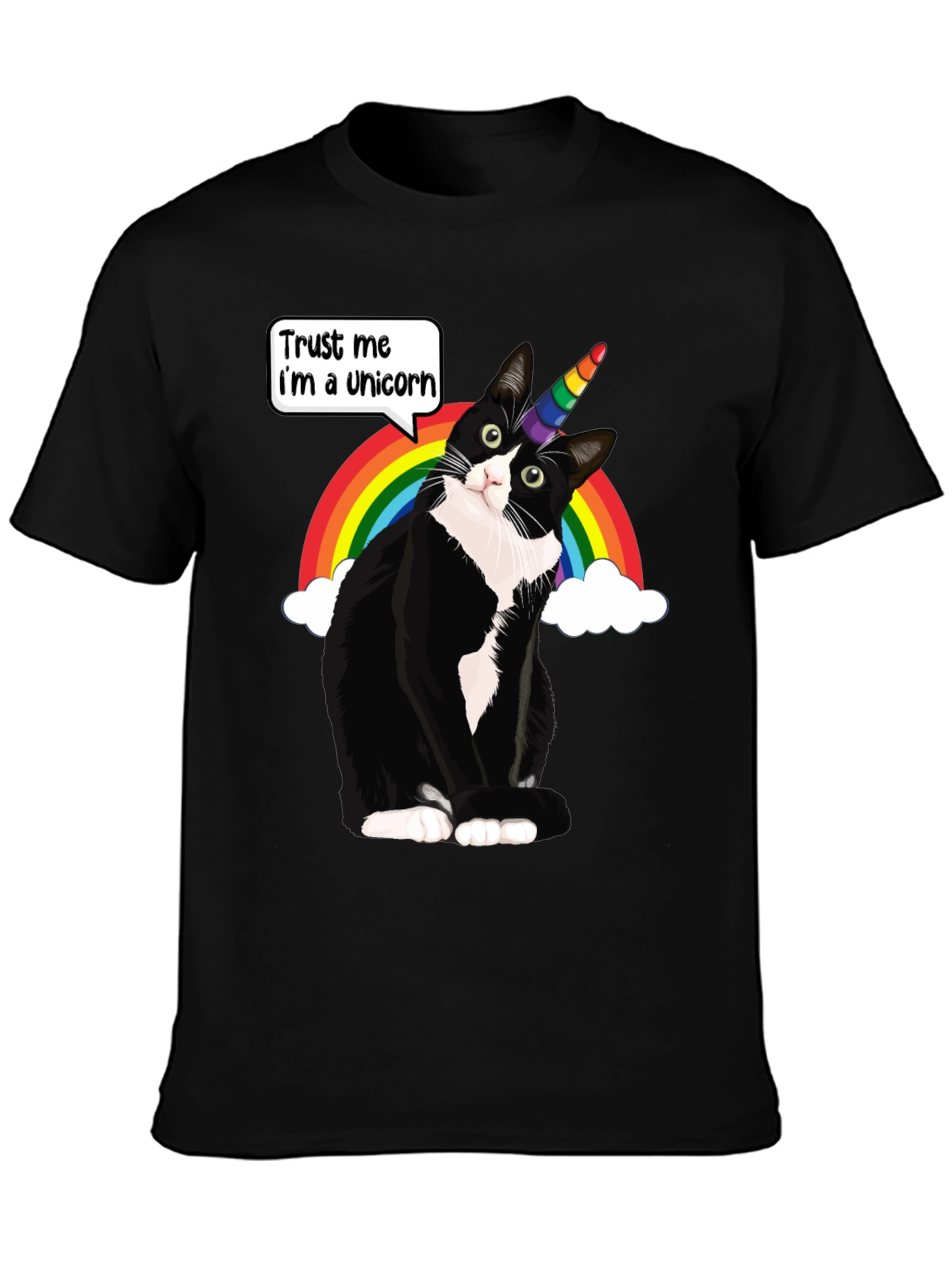 Black Unicorn Cat T-Shirt - Trust Me I'm a Unicorn view 3