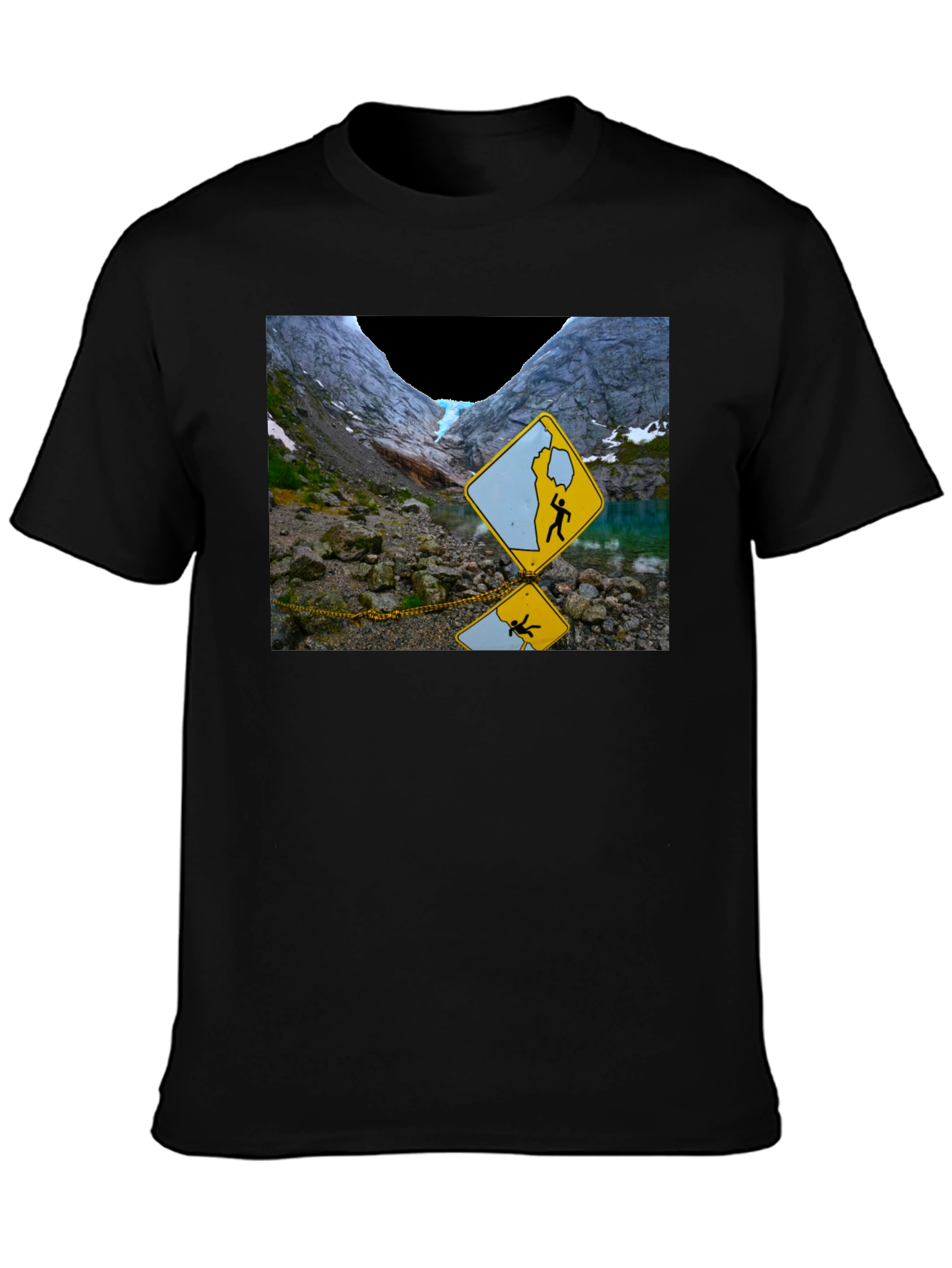 Black Glacier Hazard T-Shirt - Unique Design view 3