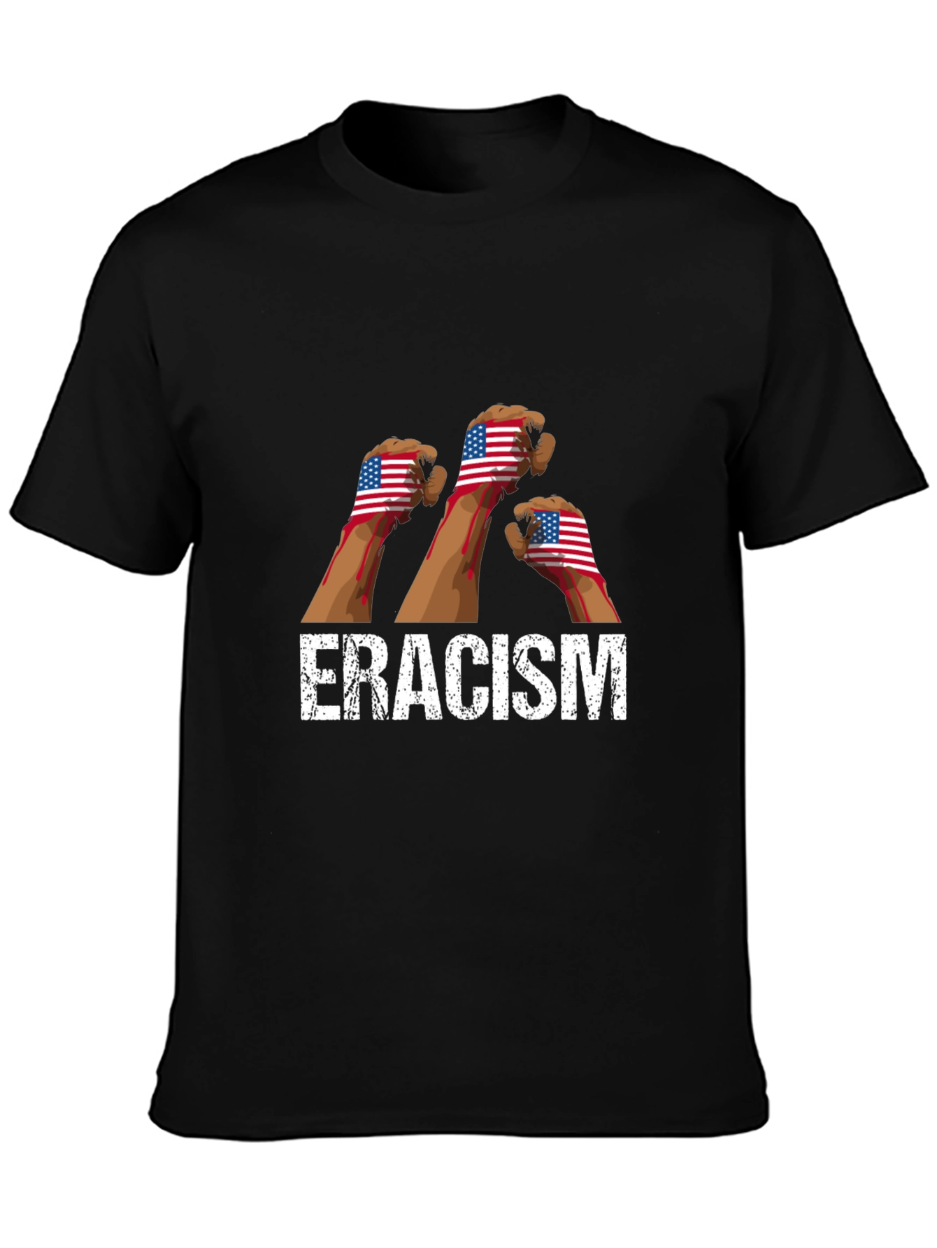 Black Eradicate Racism Graphic T-Shirt view 3