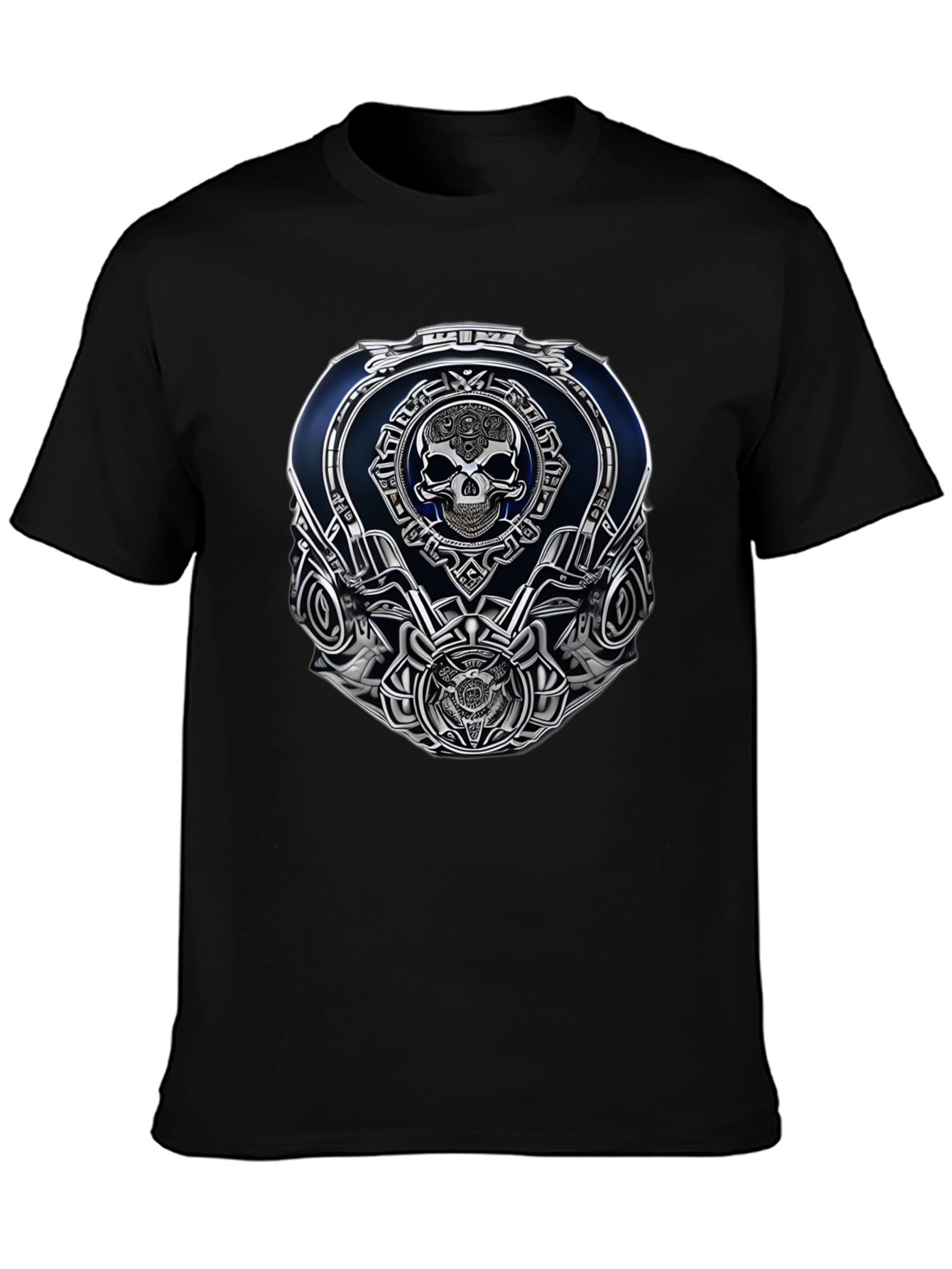 Black Skull Emblem Graphic Tee - Black Casual Wear view 3