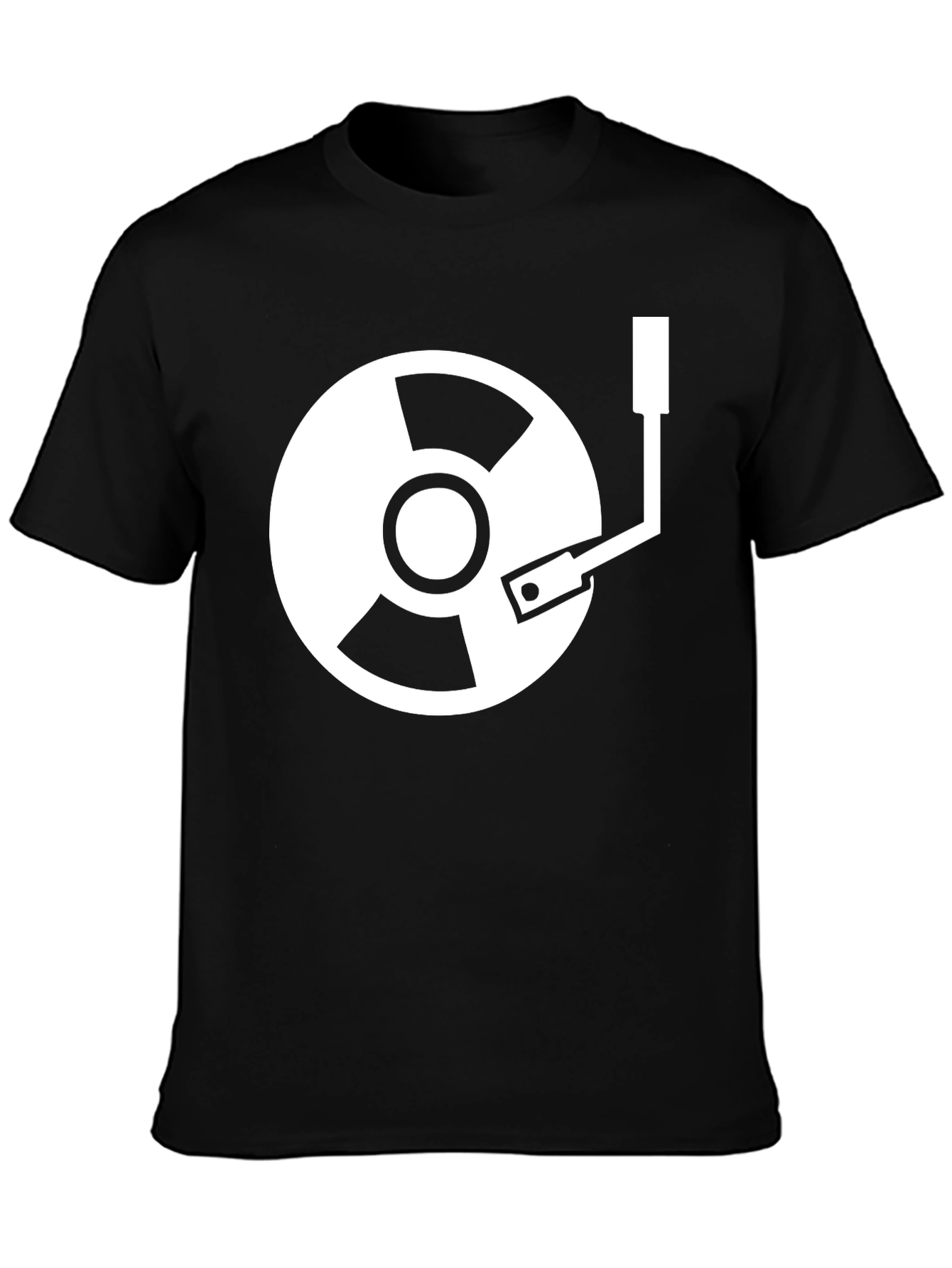 Black DJ Record Graphic T-Shirt - Black Cotton Blend view 3