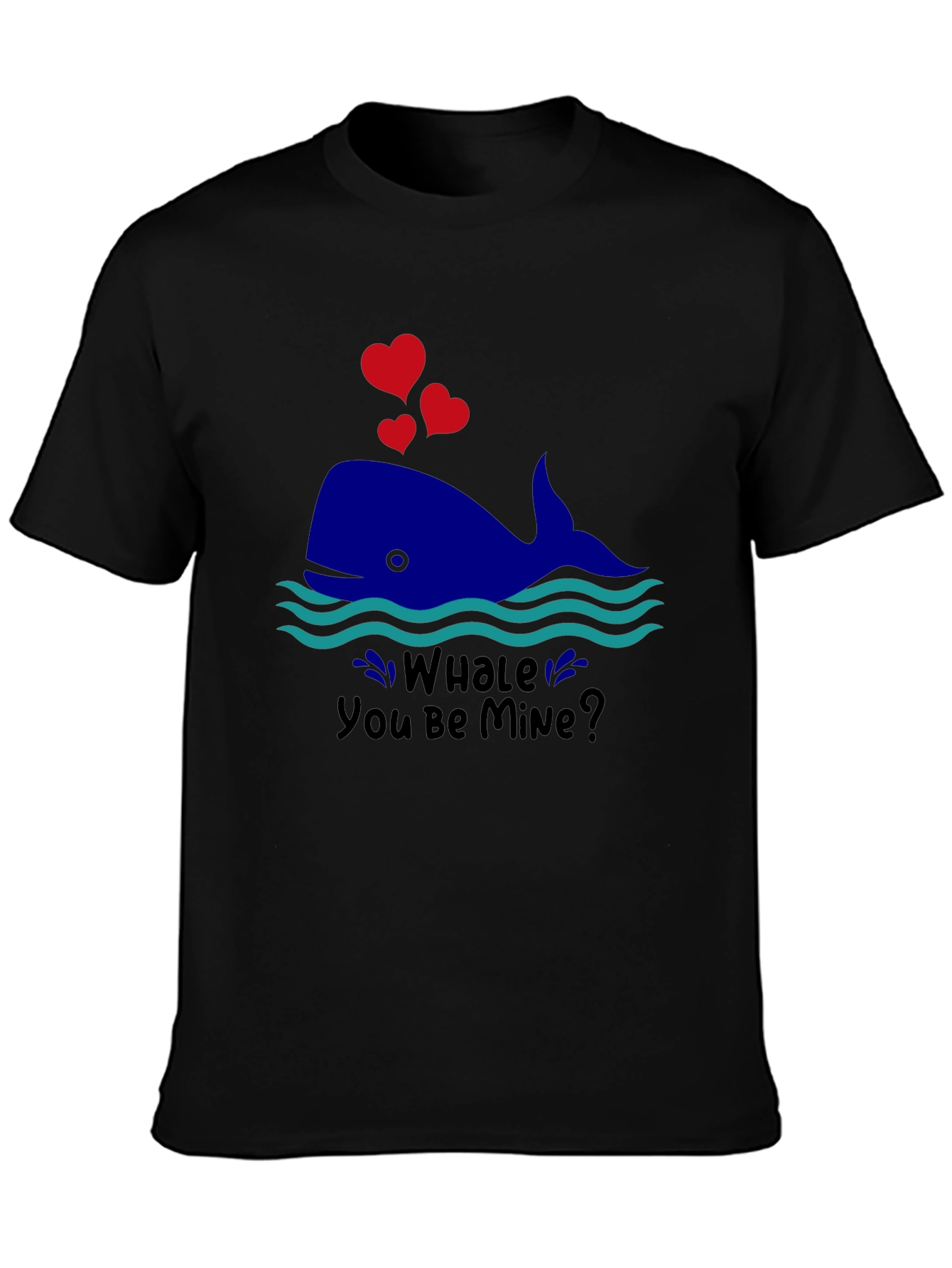 Black Whale You Be Mine Valentine's T-Shirt view 3