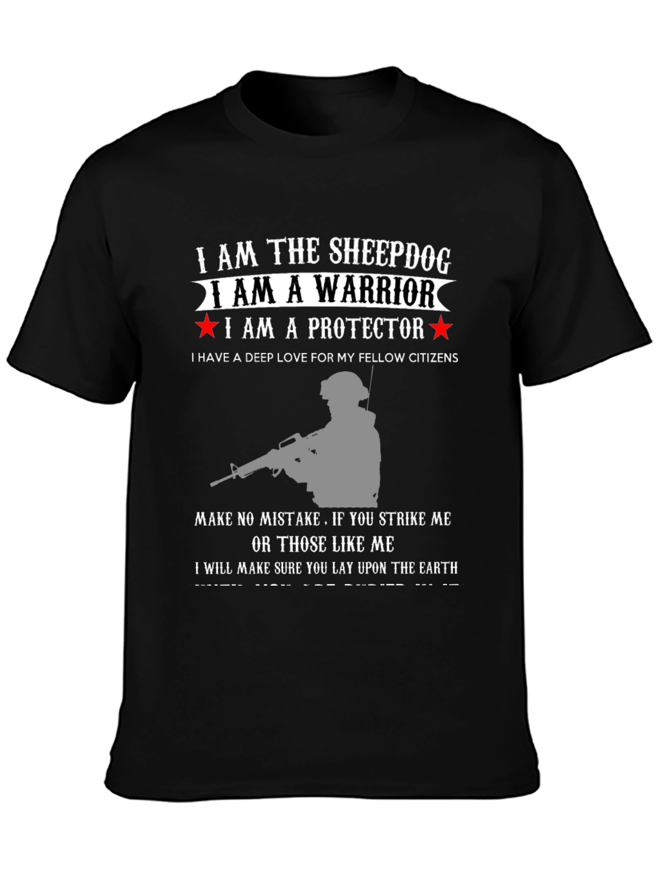 Black Sheepdog Warrior Protector Graphic Tee view 3