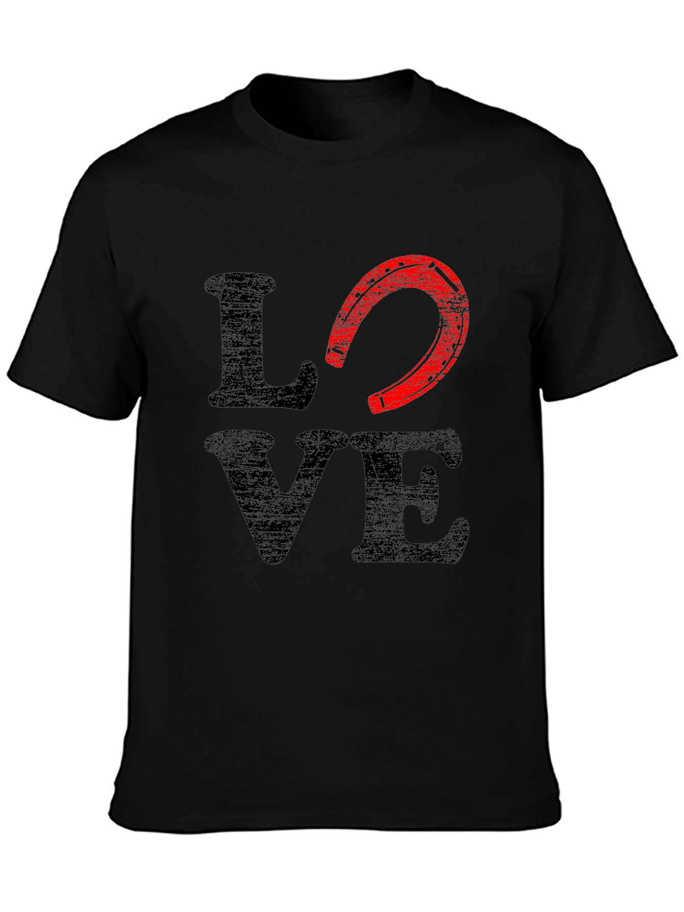 Black Love Horseshoe Graphic Tee - Black Cotton Blend view 3