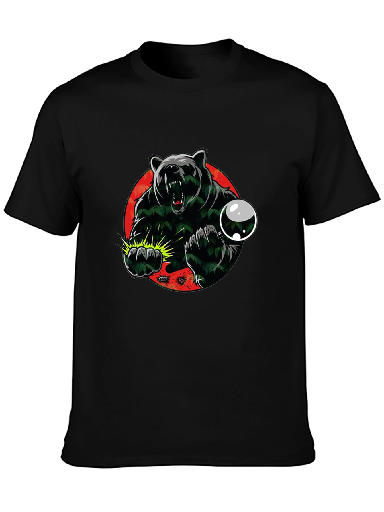 Black Men's Graphic Tee - Bear Attack Design view 3