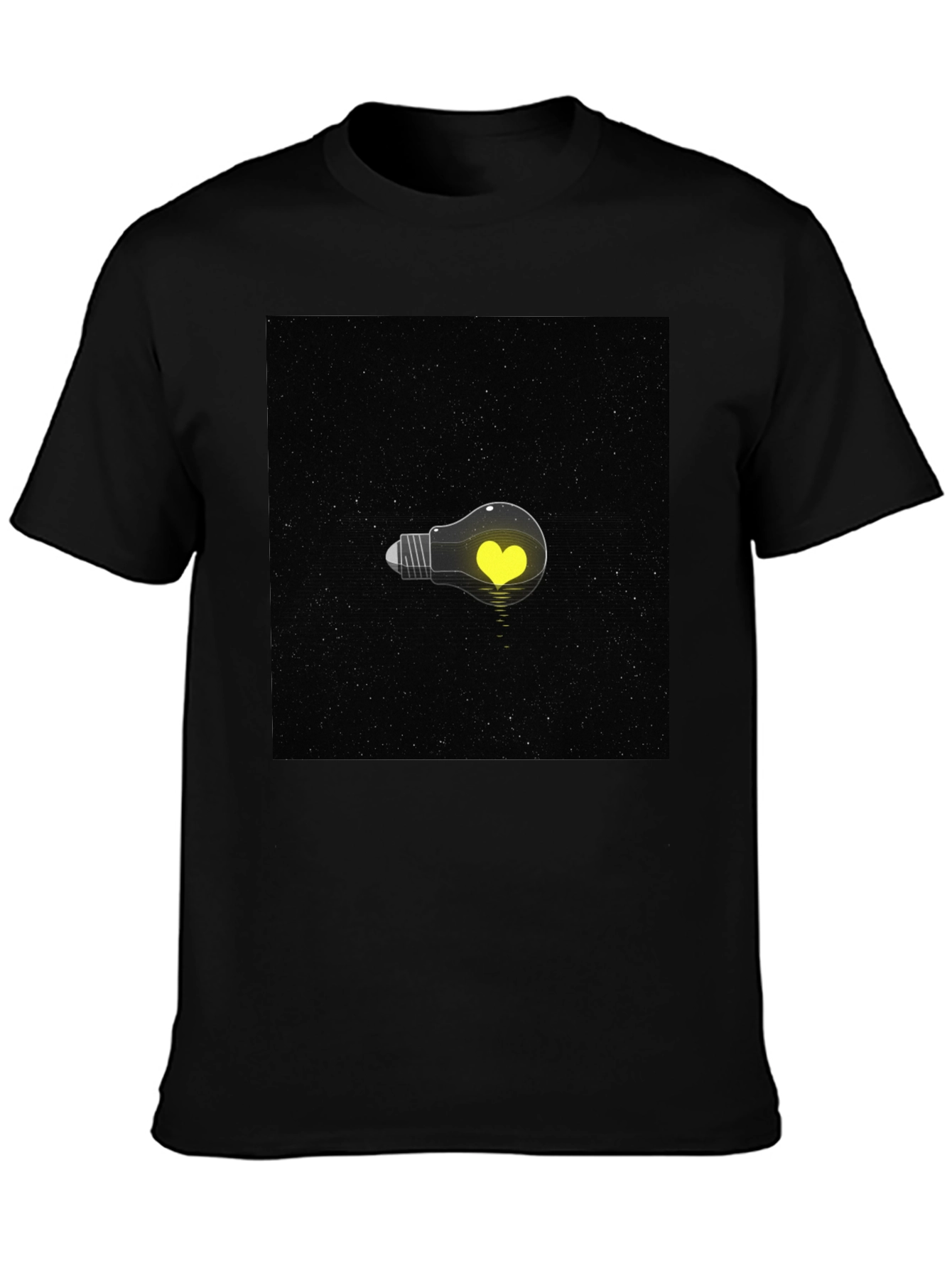 Black Heart Lightbulb T-Shirt - Black Graphic Tee view 3