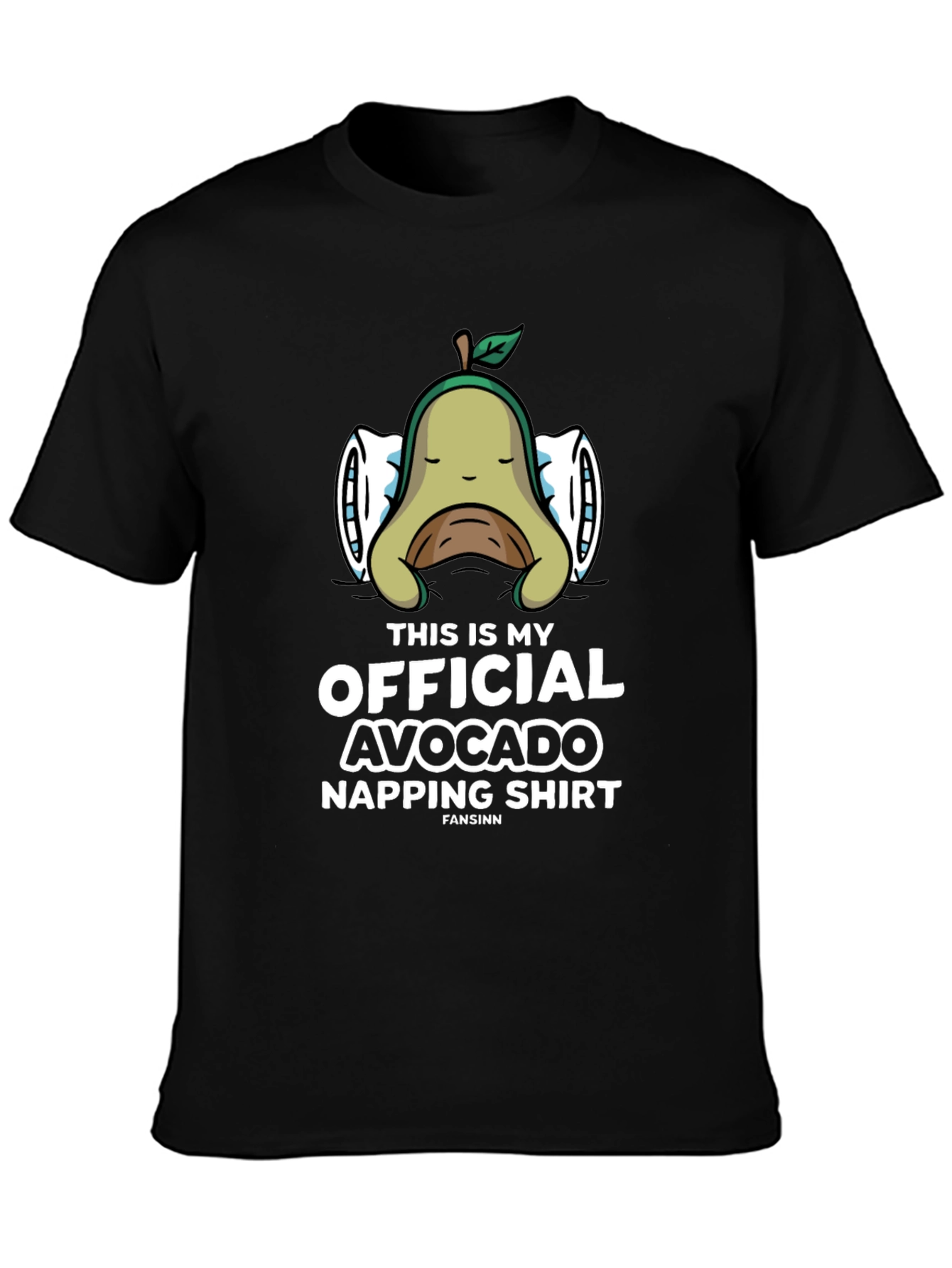 Black Avocado Napping T-Shirt - Funny Sleep Shirt view 3