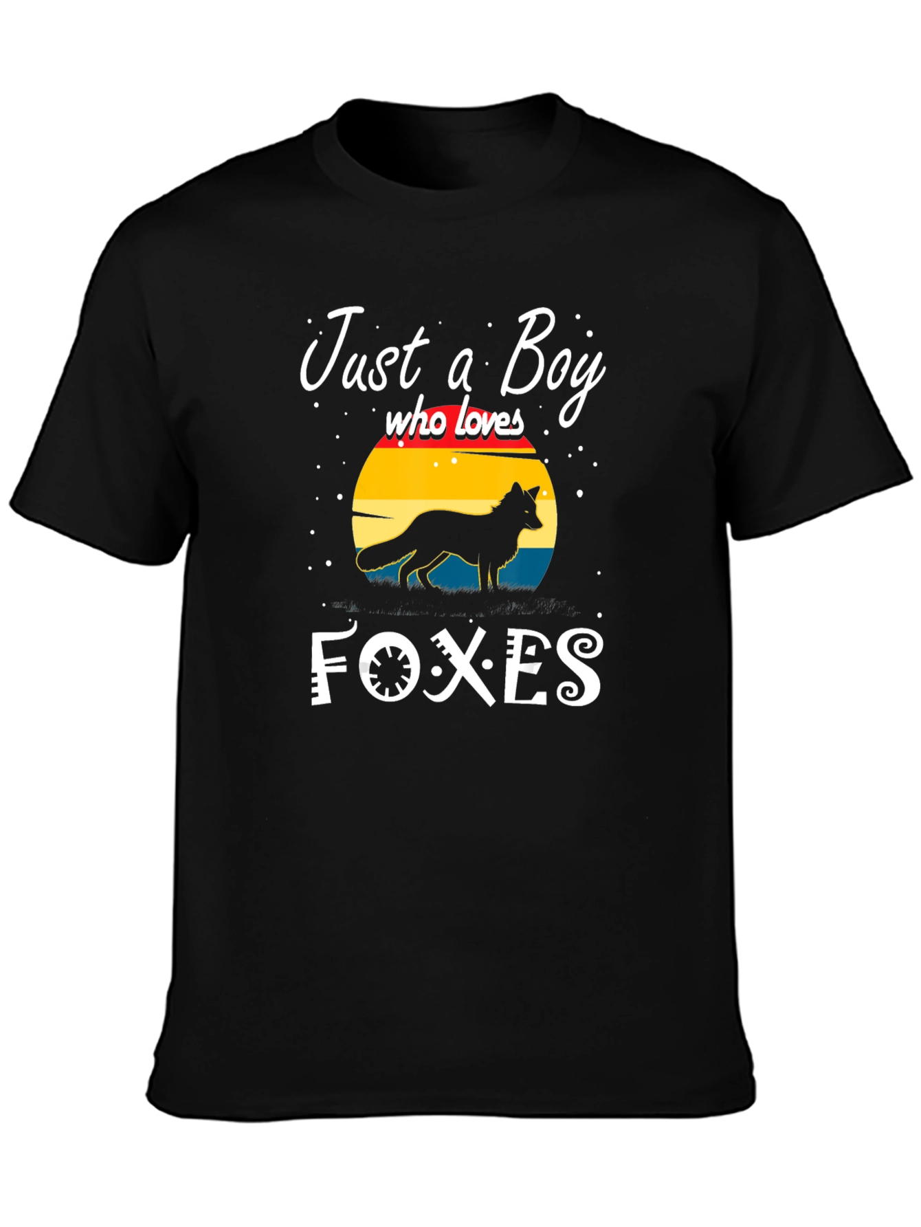 Black Just a Boy Who Loves Foxes T-Shirt view 3