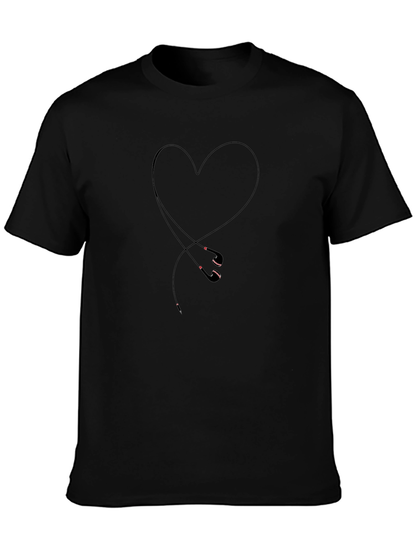 Black Heart Headphones Graphic Tee - Love Your Music! view 3