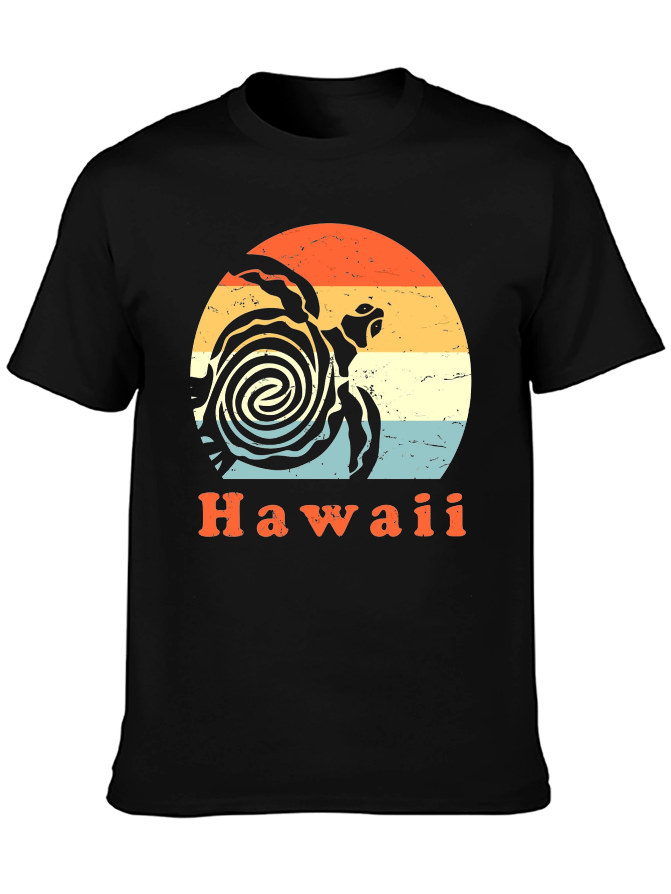 Black Retro Hawaii Turtle T-Shirt - Vintage Style view 3
