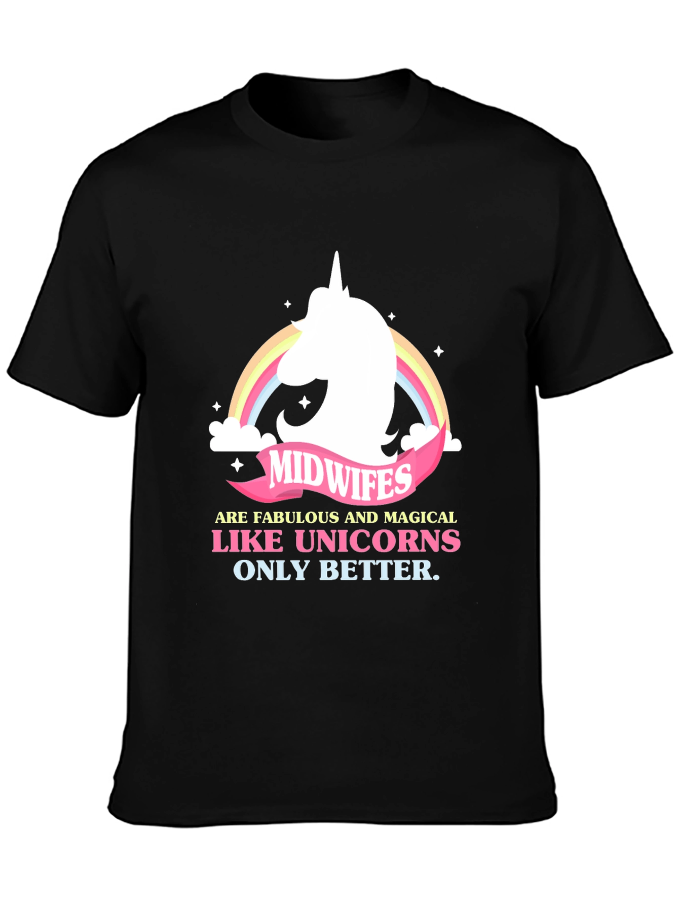 Black Magical Midwives Unicorn T-Shirt view 3