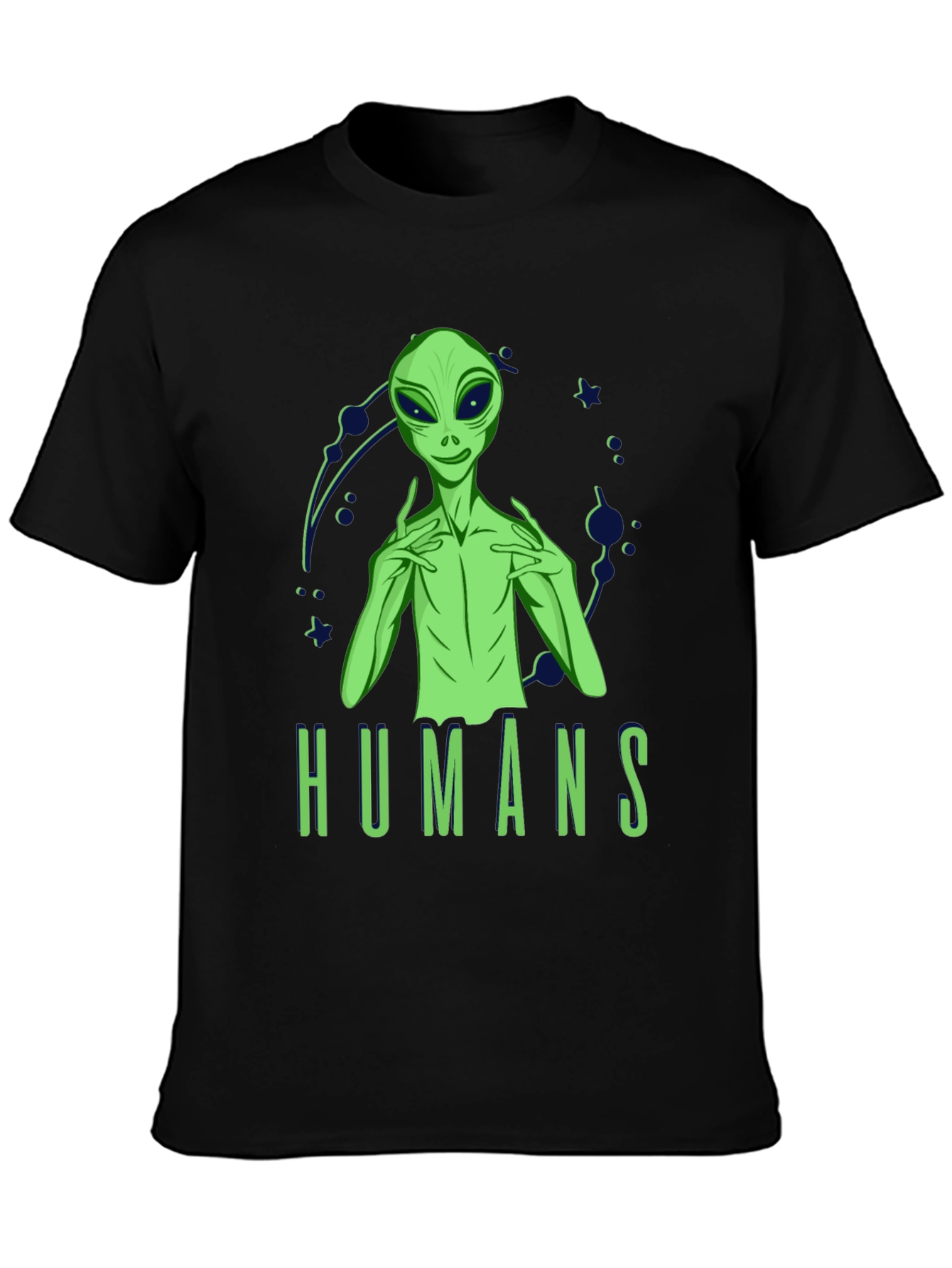 Black Alien 'Humans' Graphic Tee - Men's Black T-Shirt view 3
